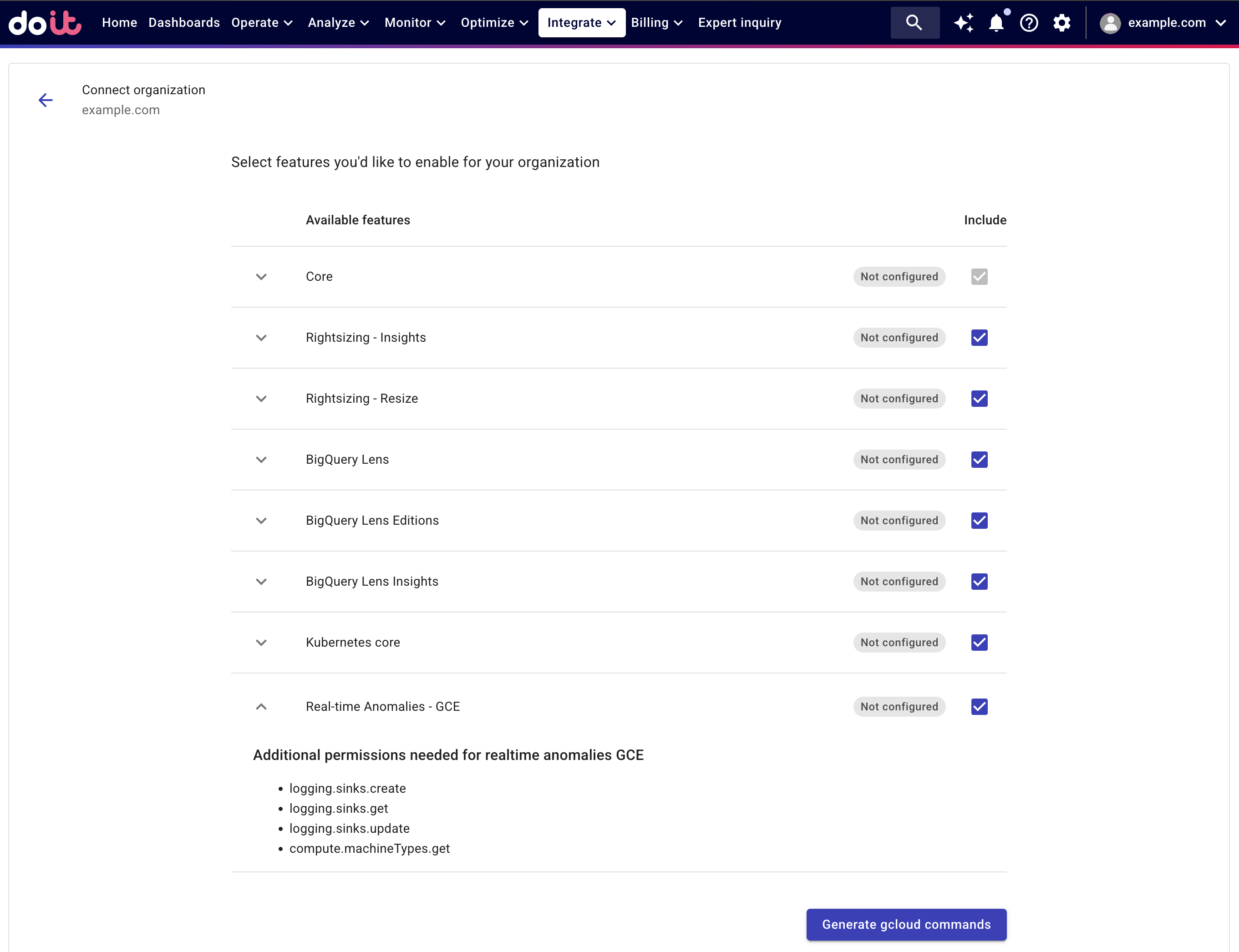Add real-time anomaly to GCP organization