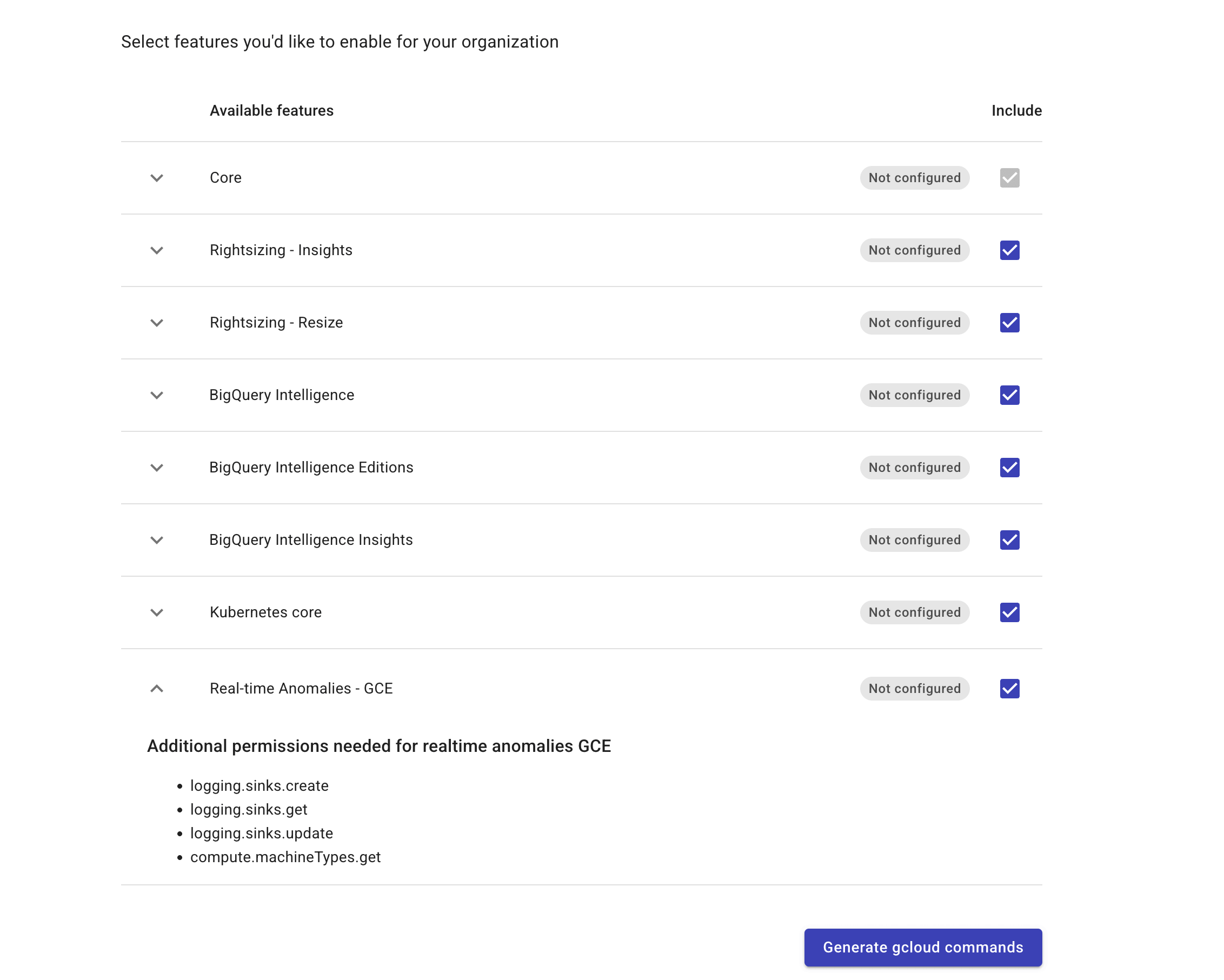Add real-time anomaly to GCP organization
