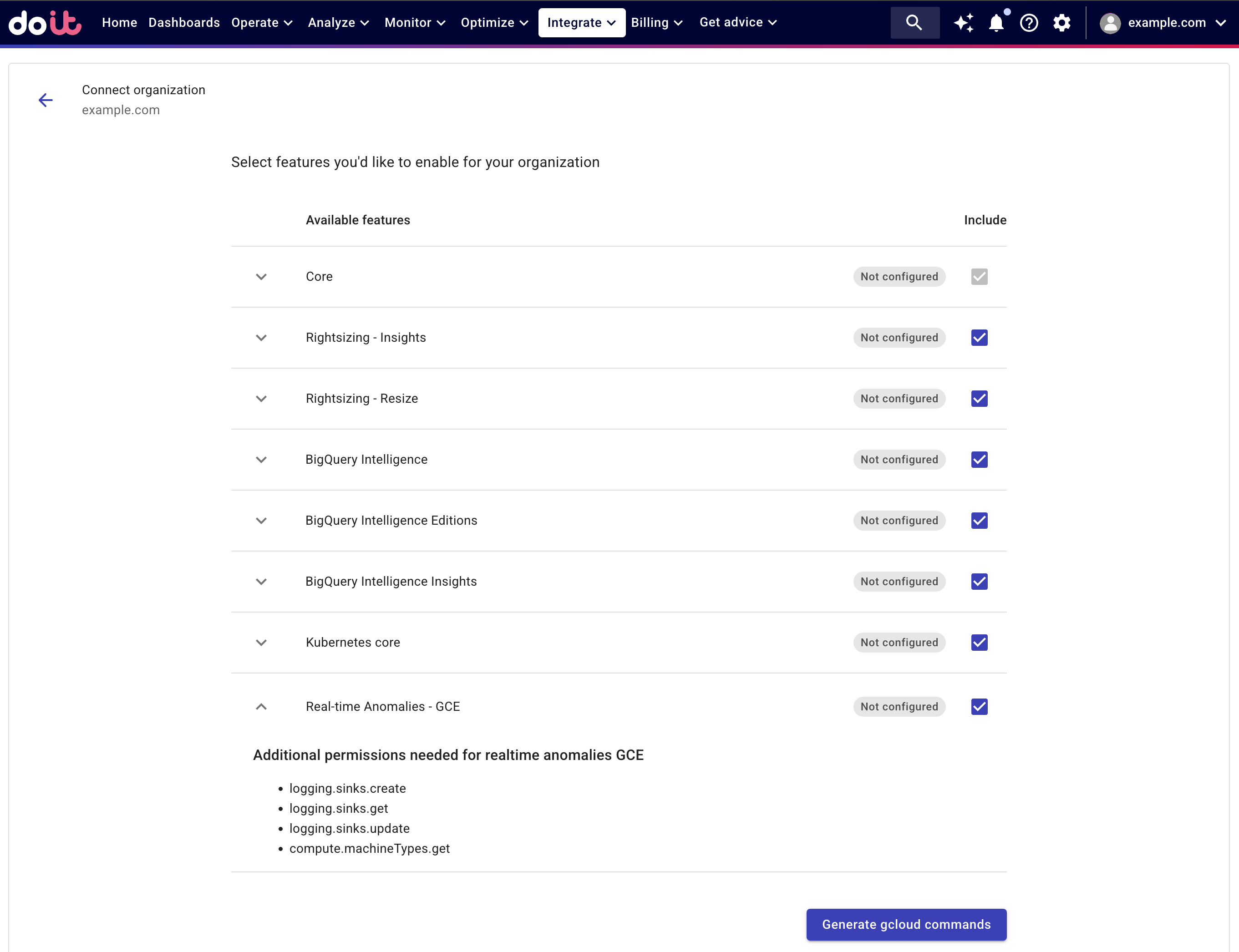 Add real-time anomaly to GCP organization