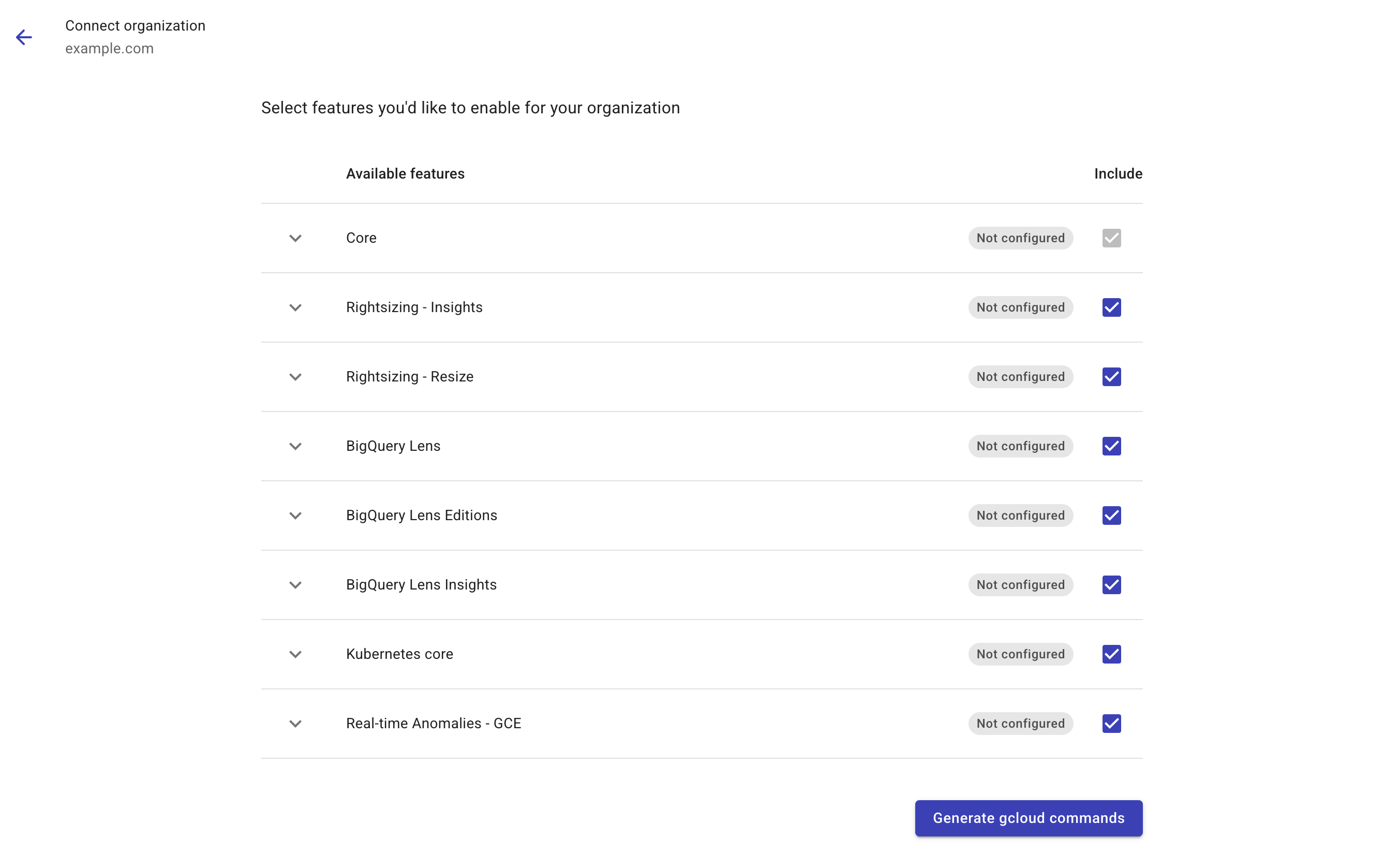 Google Cloud settings new organization