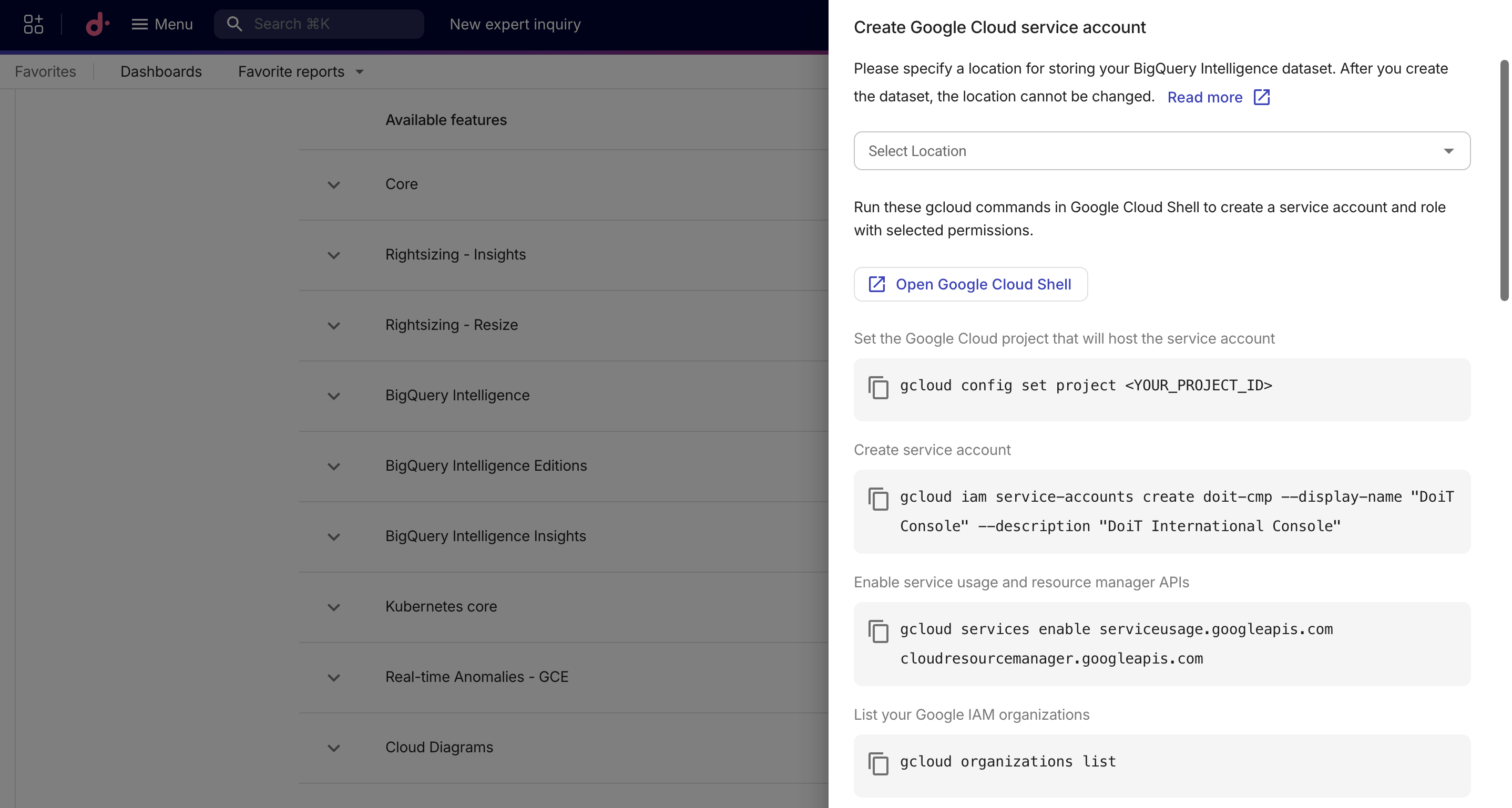 Create service account