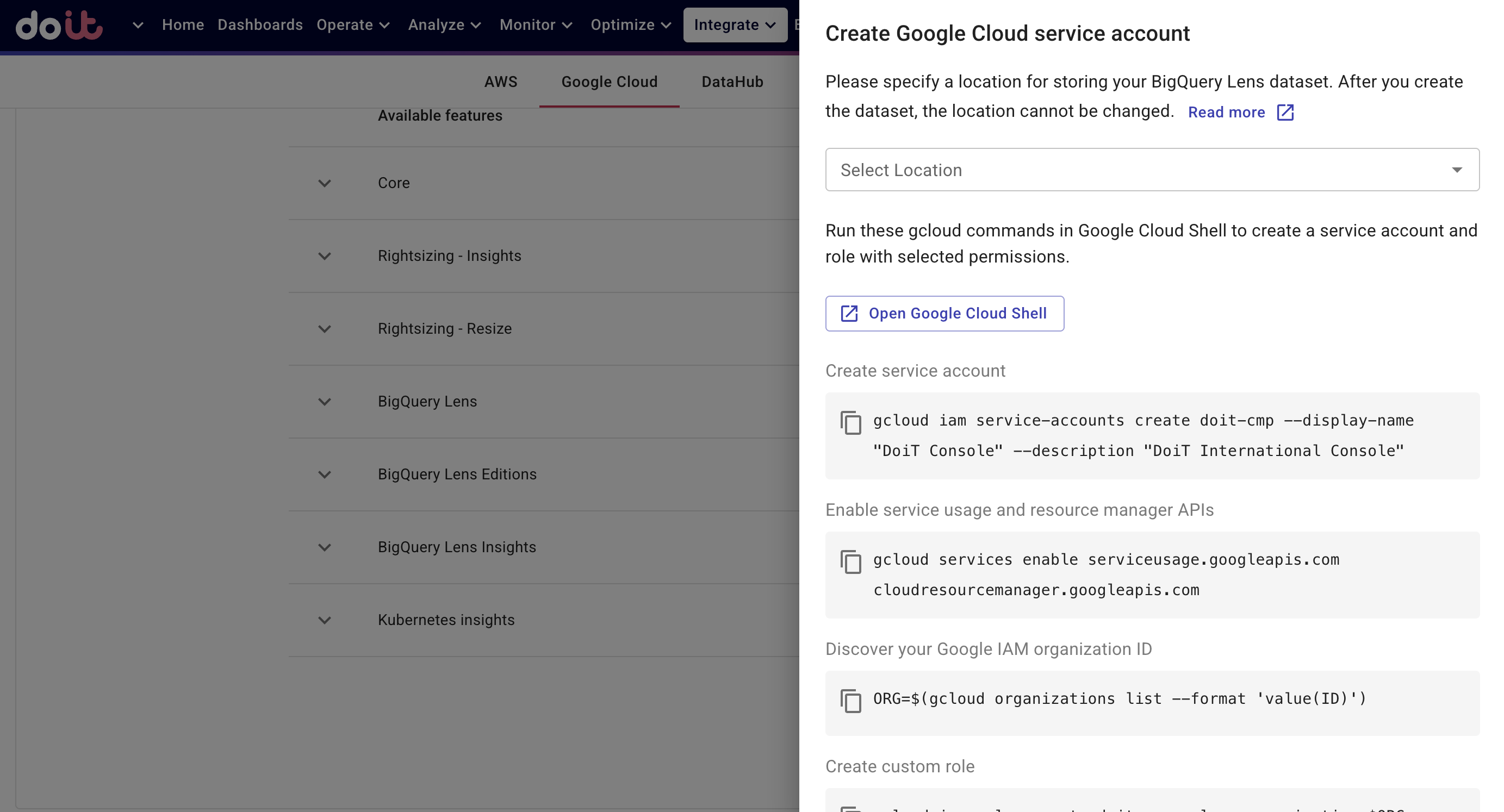 Create service account