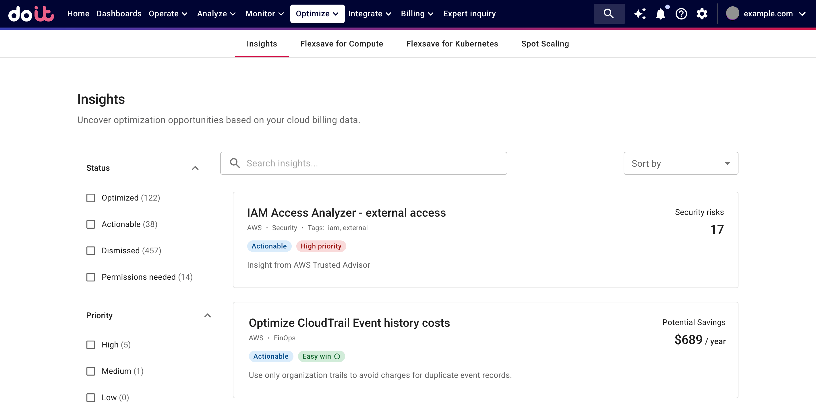 The Insights page