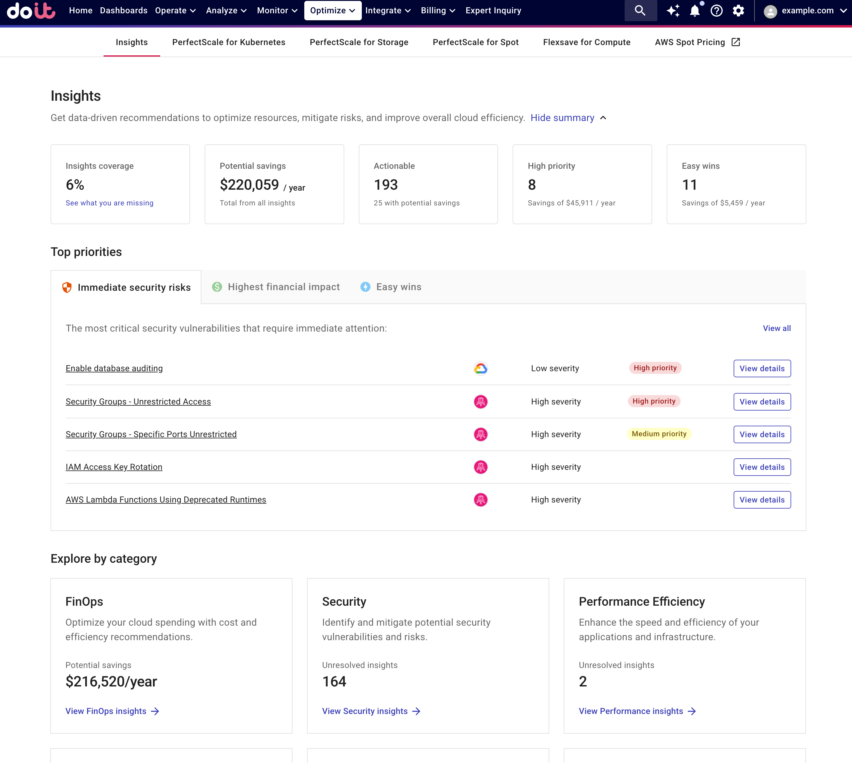The Insights page