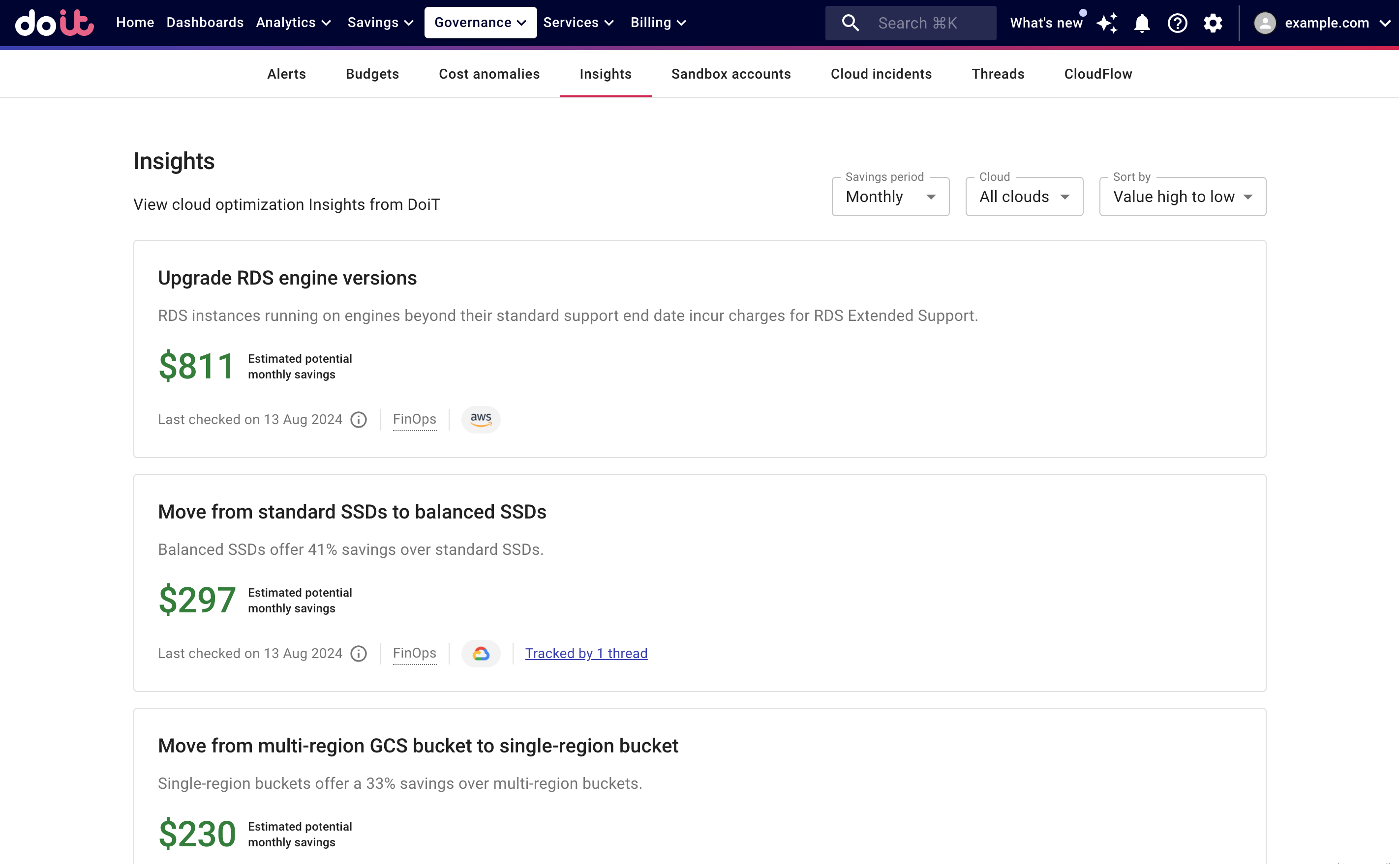 The Insights page