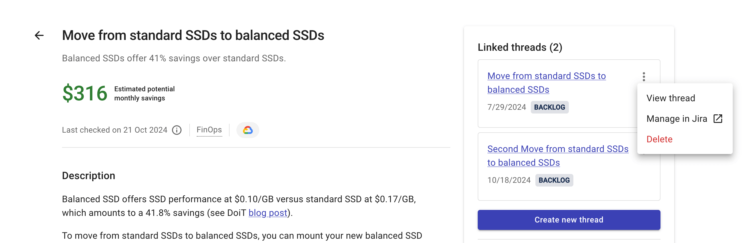 Insights linked threads