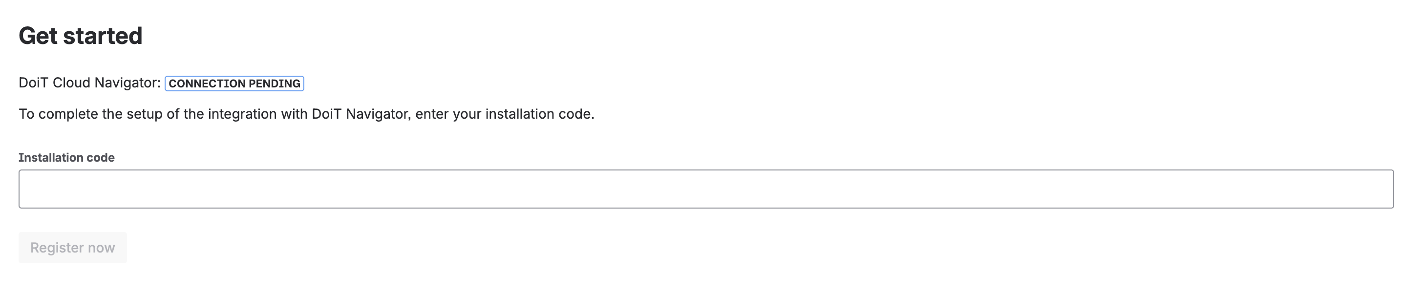 Enter installation code