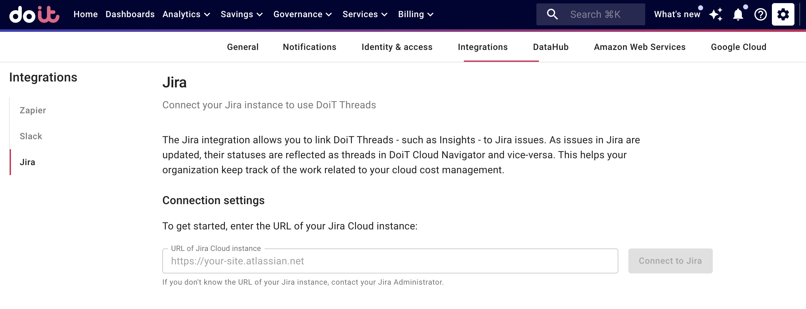 Jira connection settings