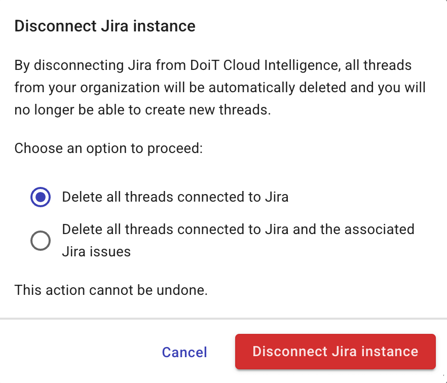 Disconnect Jira instance