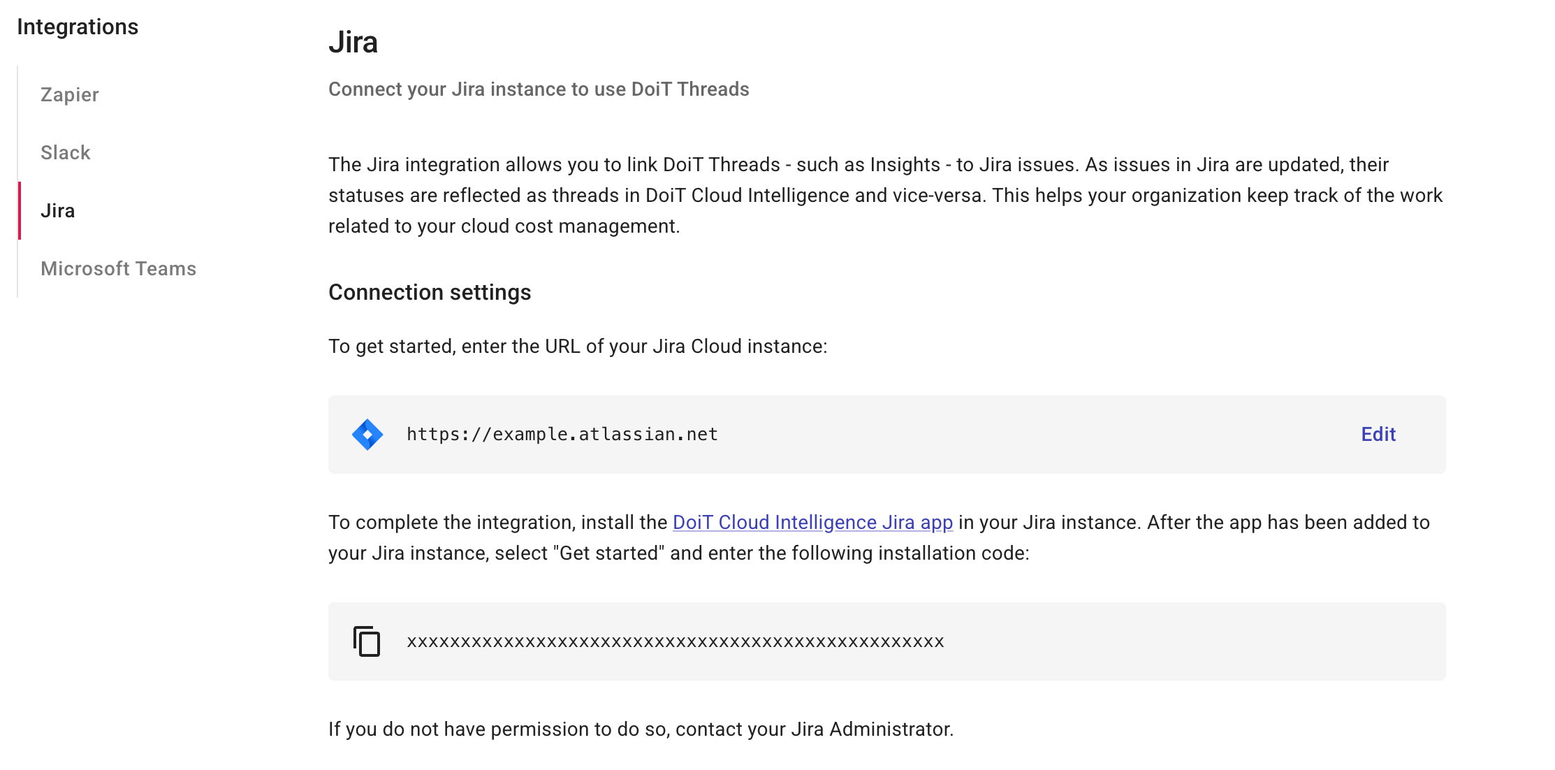 Jira app installation code