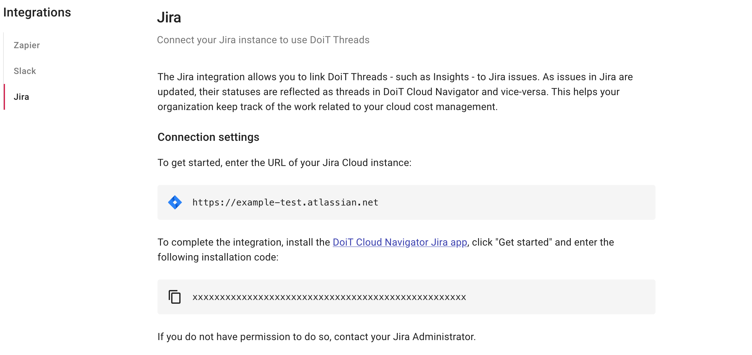 Jira app installation code