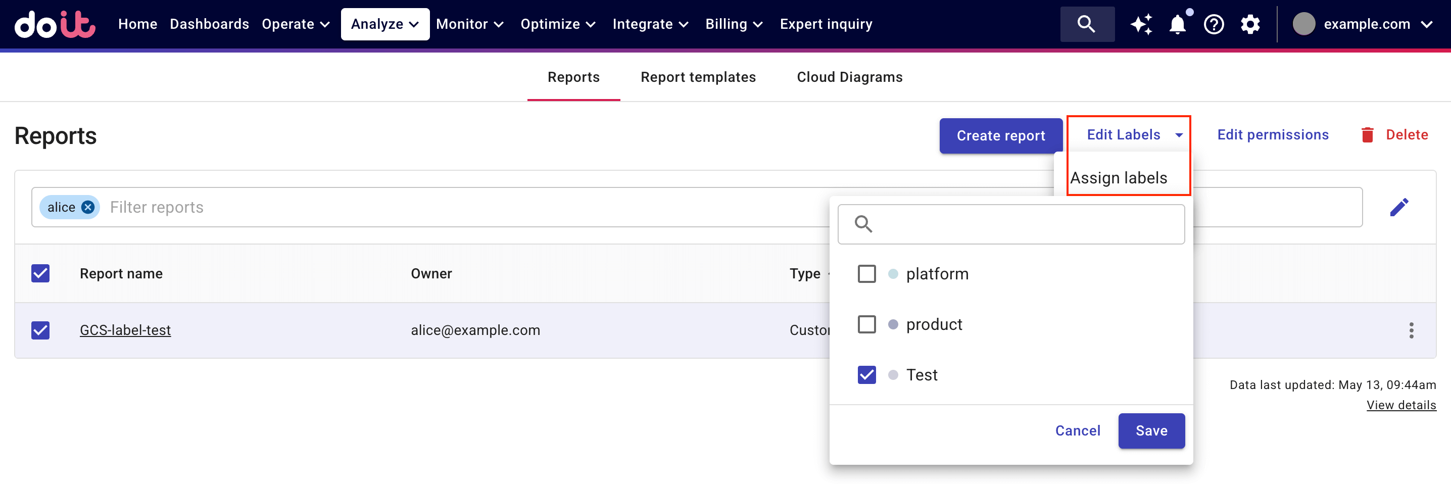 Drop-down list for new content objects