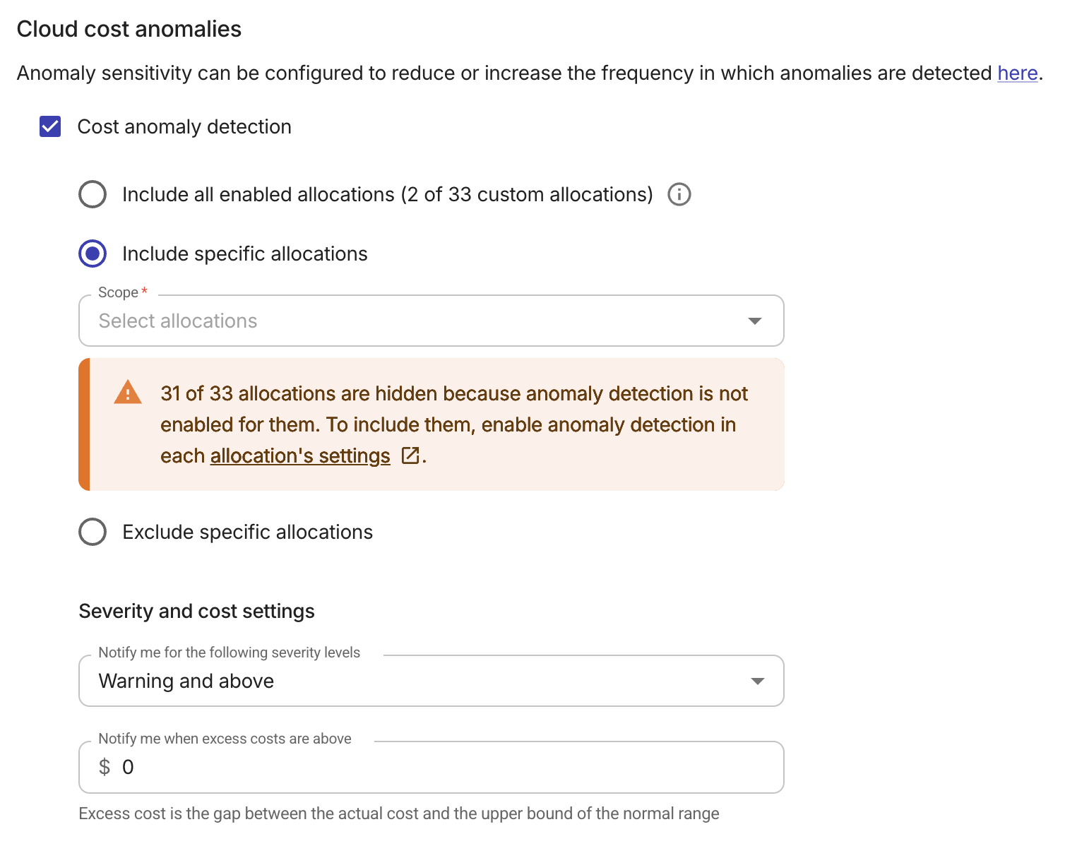 The cost anomalies section