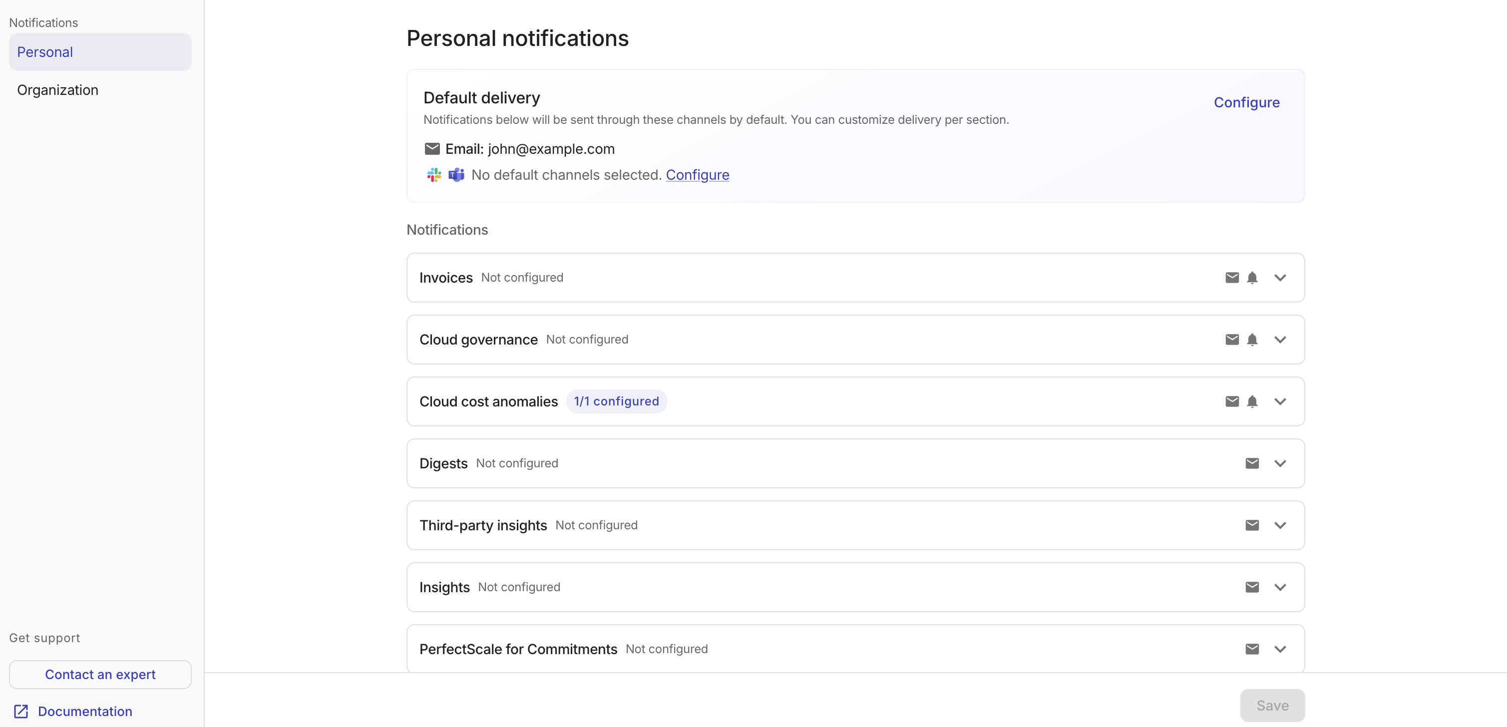 Notifications landing page