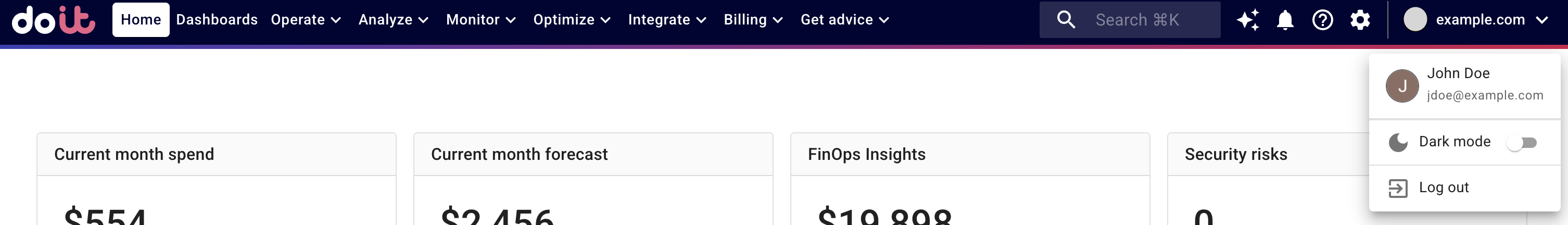The profile drop-down menu.