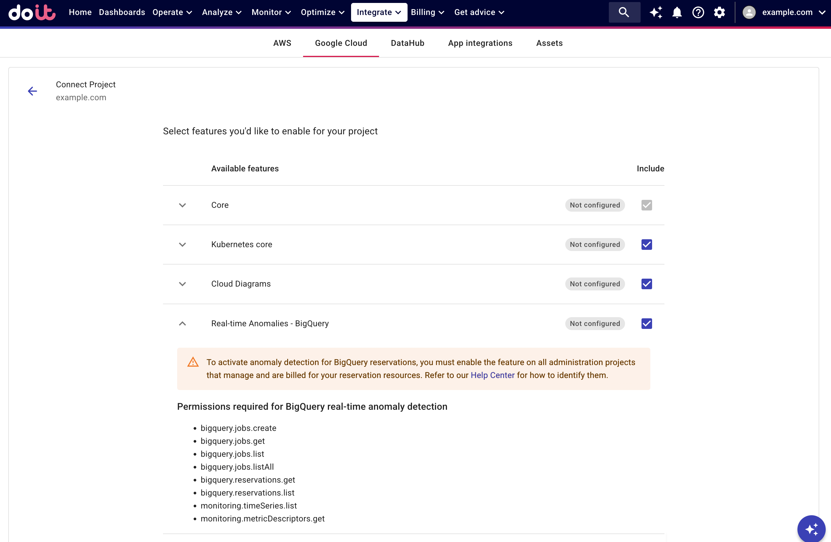Add BigQuery real-time anomaly to GCP project