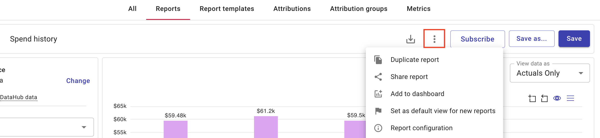 The option of Add to dashboard