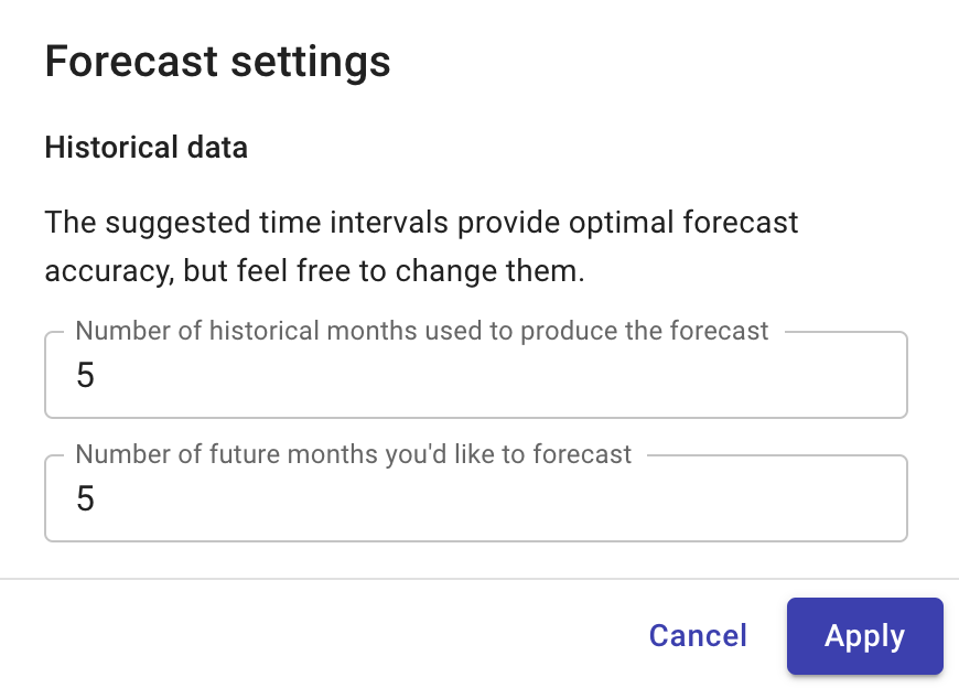 Forecast settings window