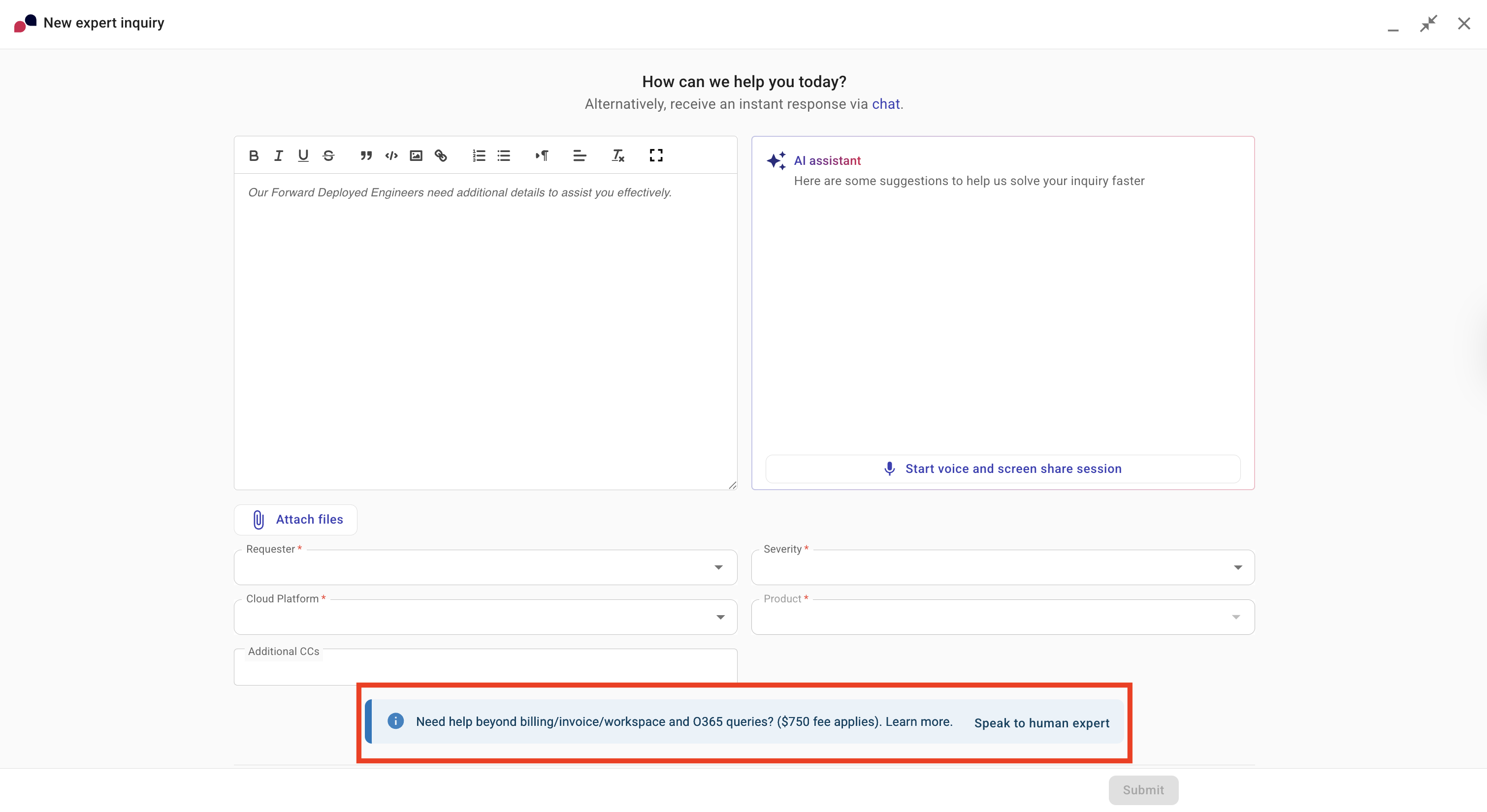 Speak to a human expert