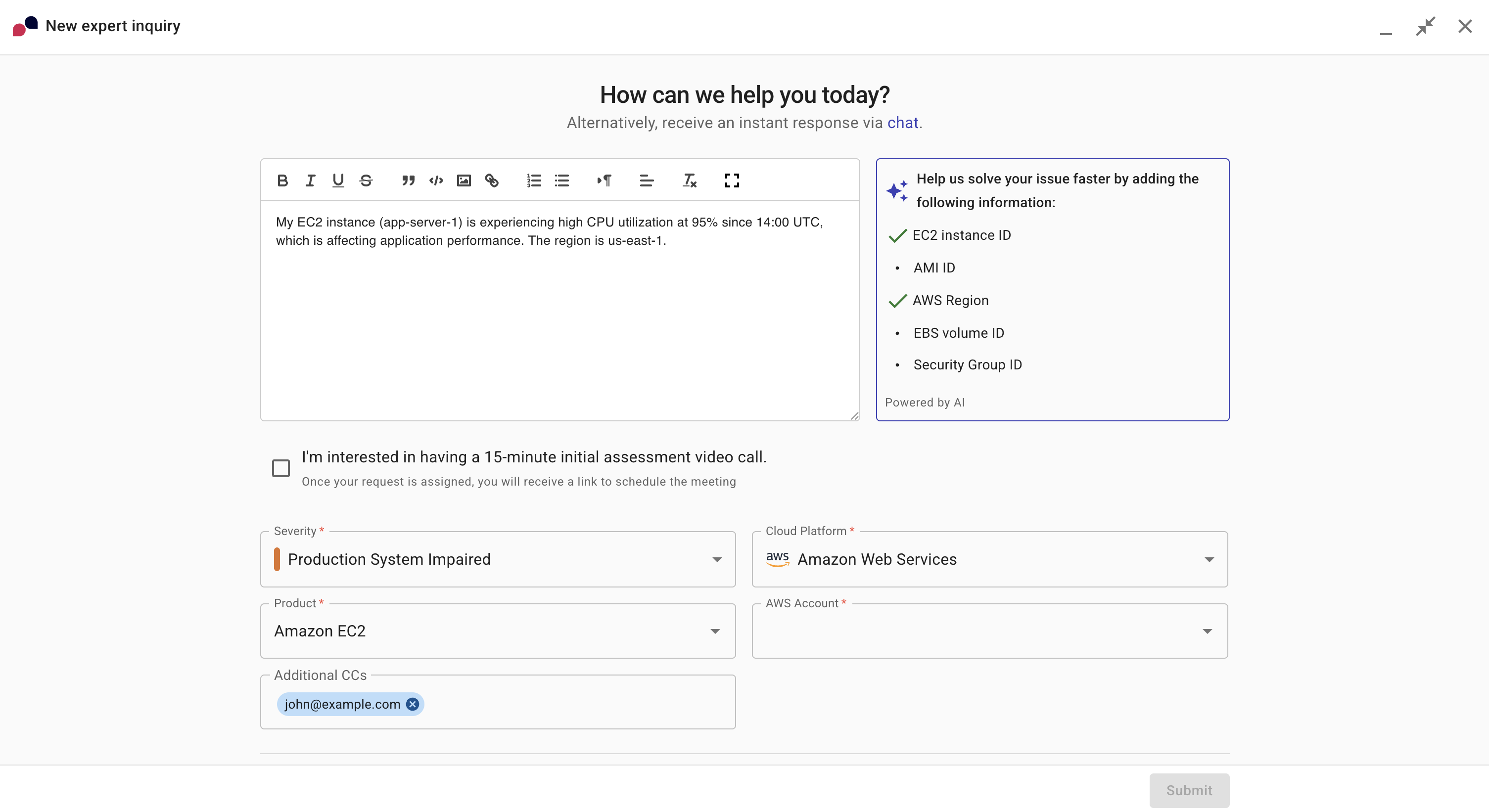 Create an expert inquiry