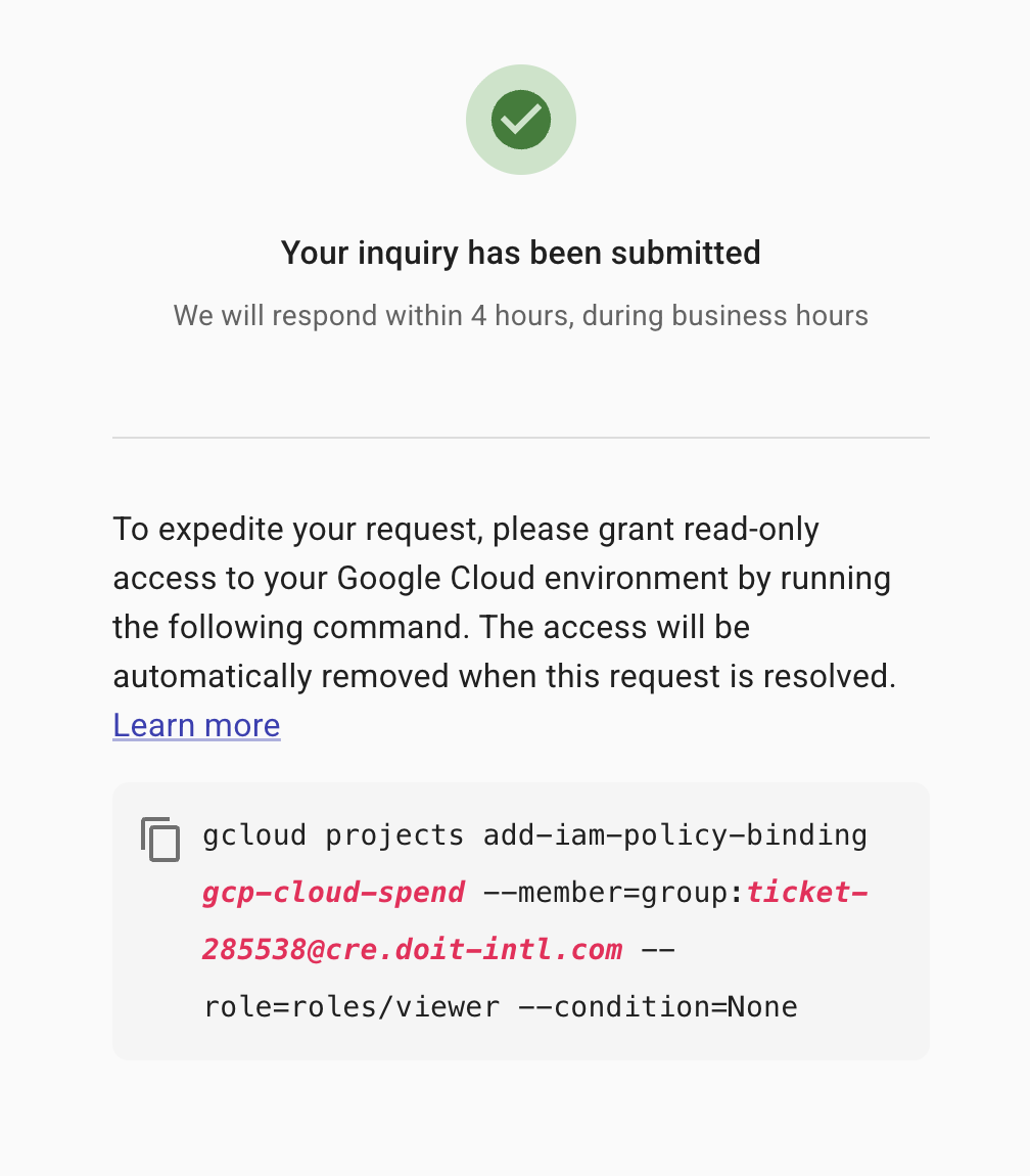 Grant temporary access to your GCP environment