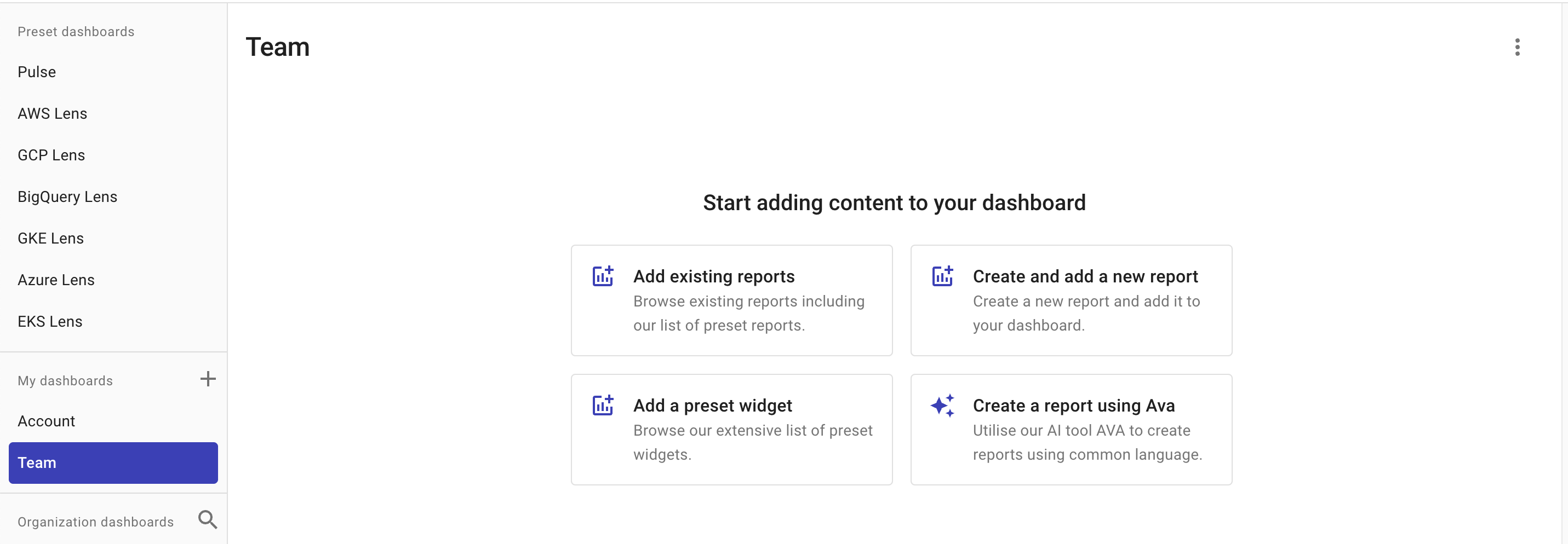 Add content to dashboard