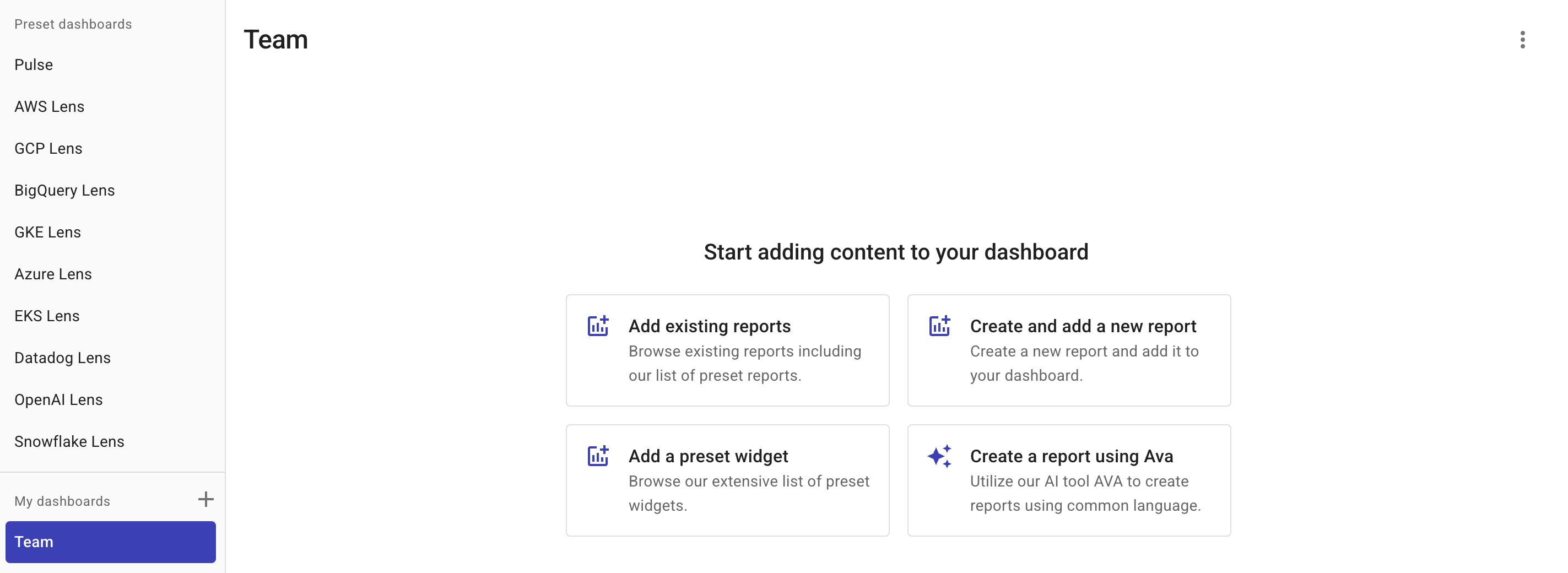 Add content to dashboard