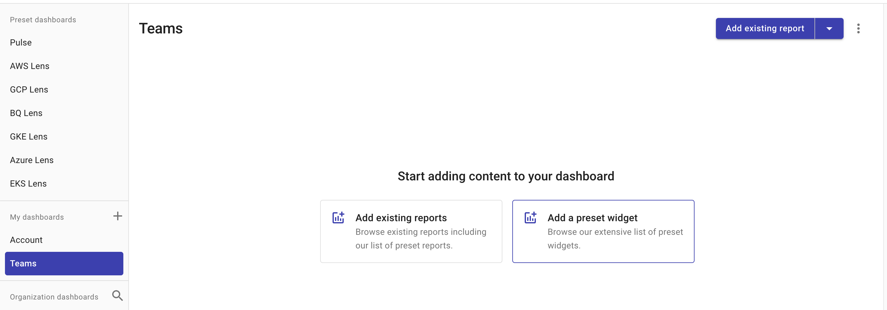 Add content to dashboard