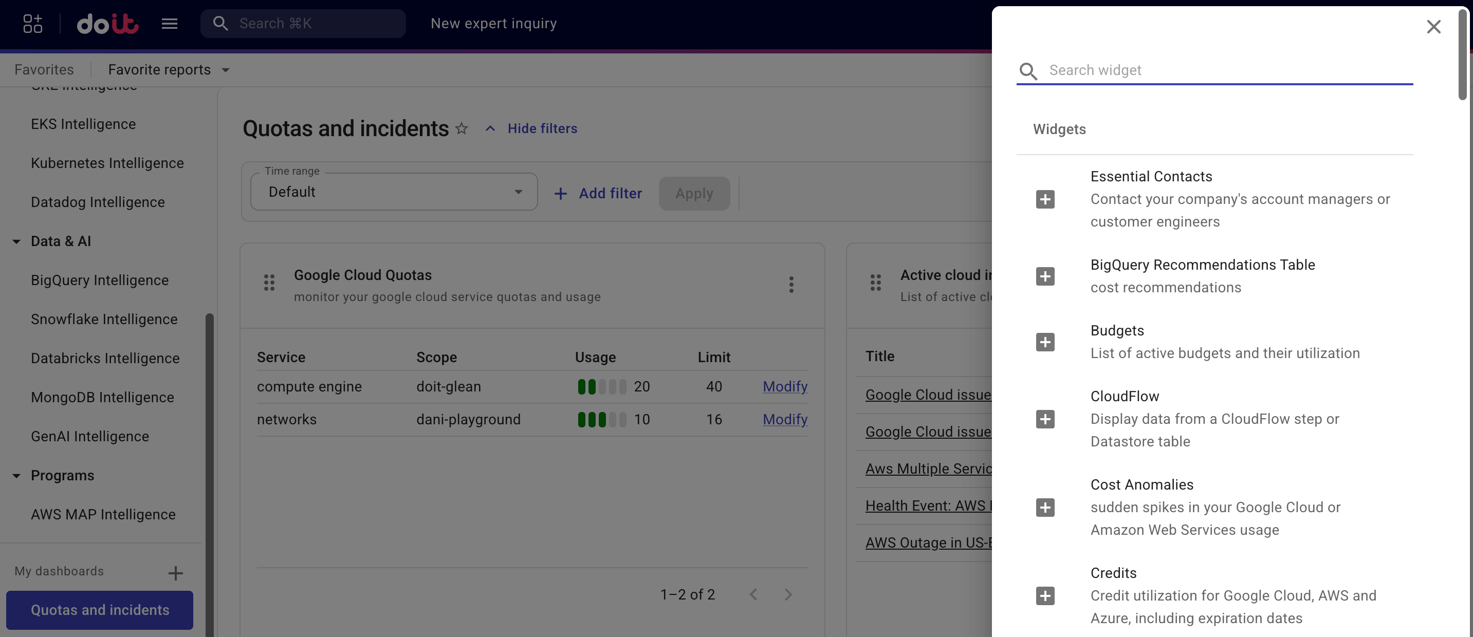 Dashboard navigation bar