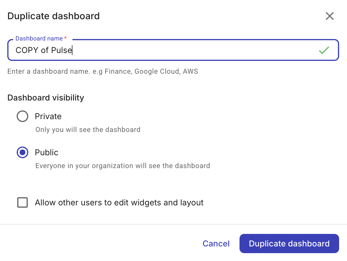 Create a new dashboard