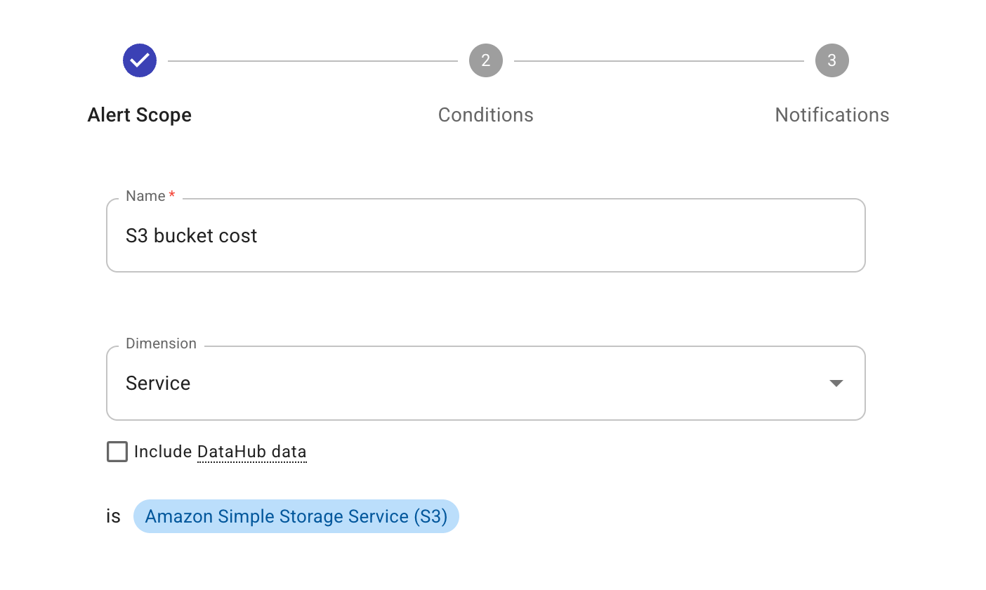 Specify the scope of the new alert