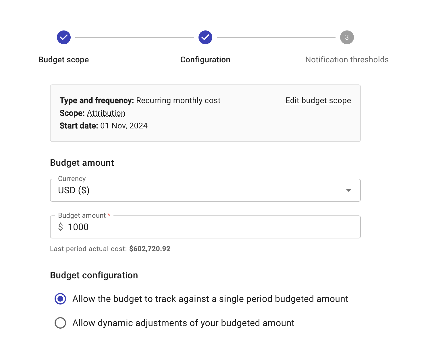 Set budget scope