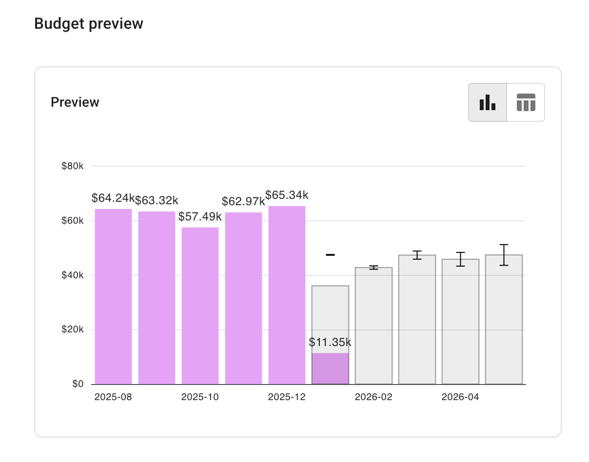 Budget preview chart