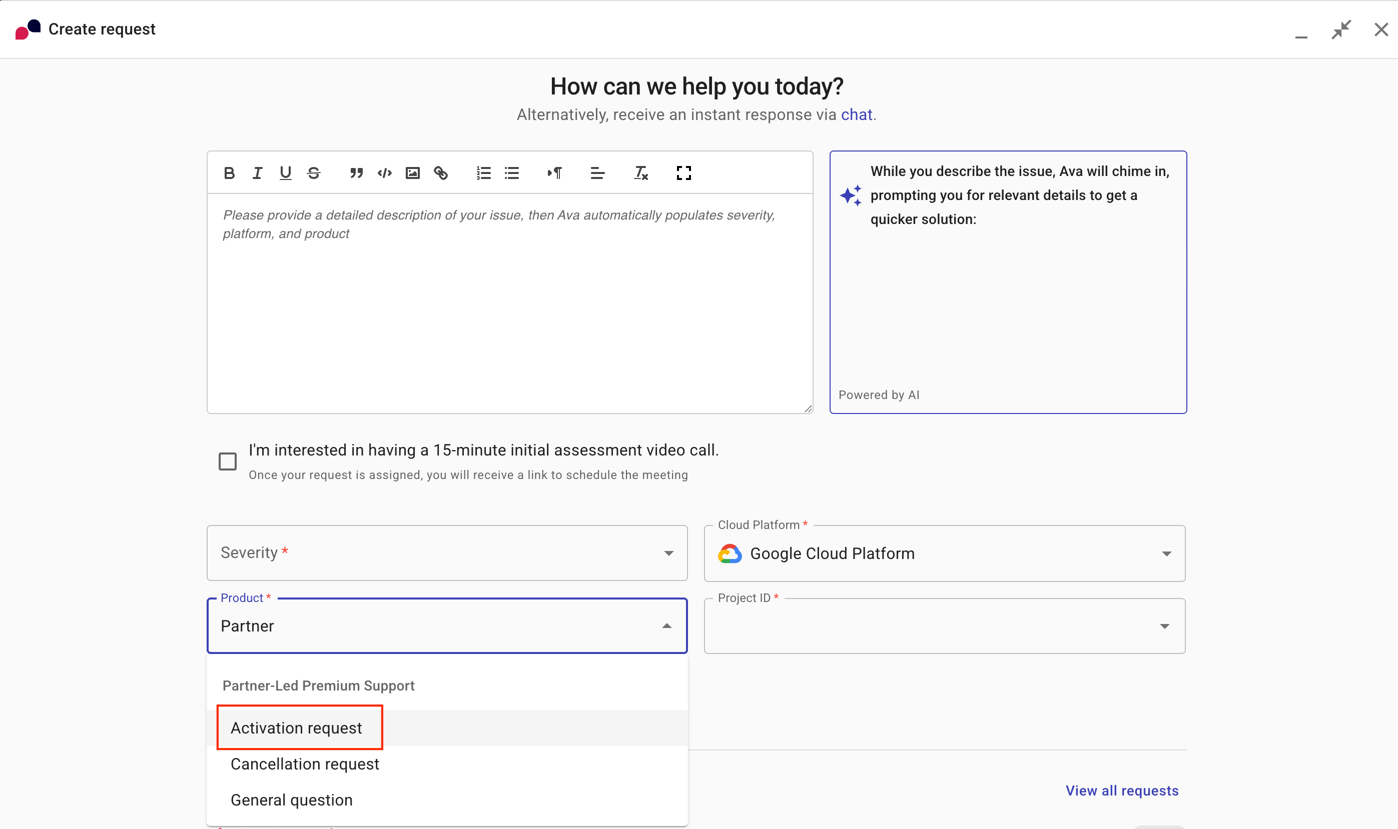 Google Support Request