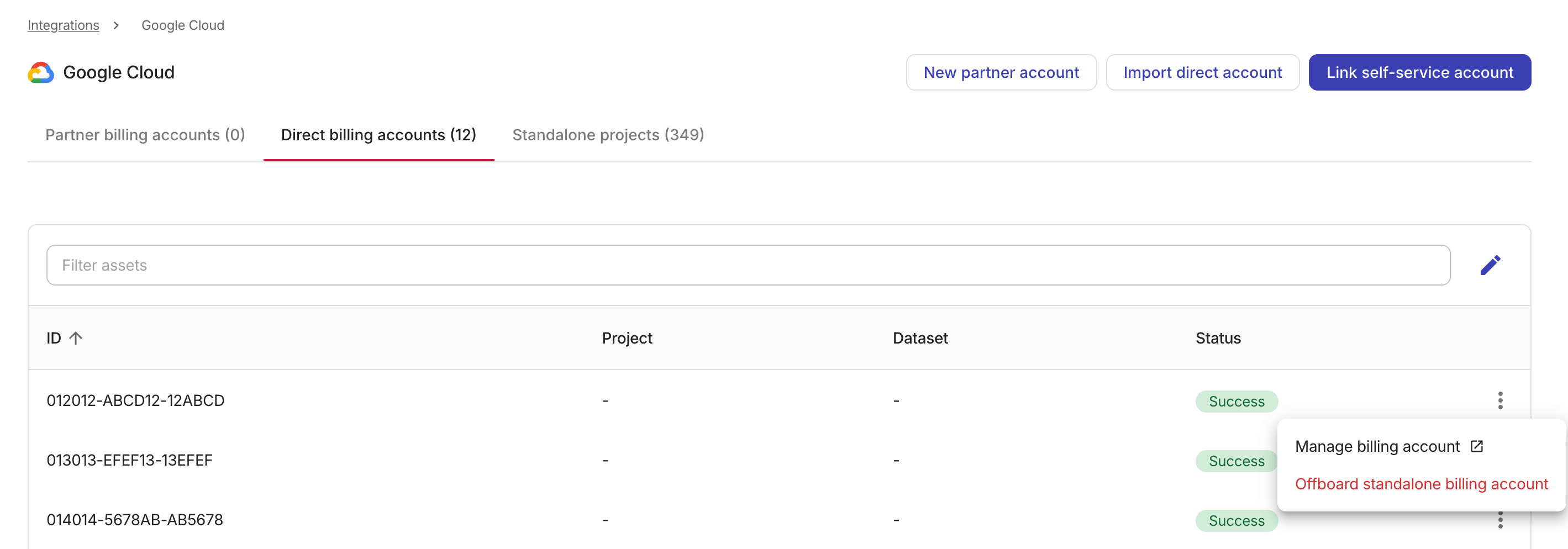 Offboard Google Cloud standalone billing account
