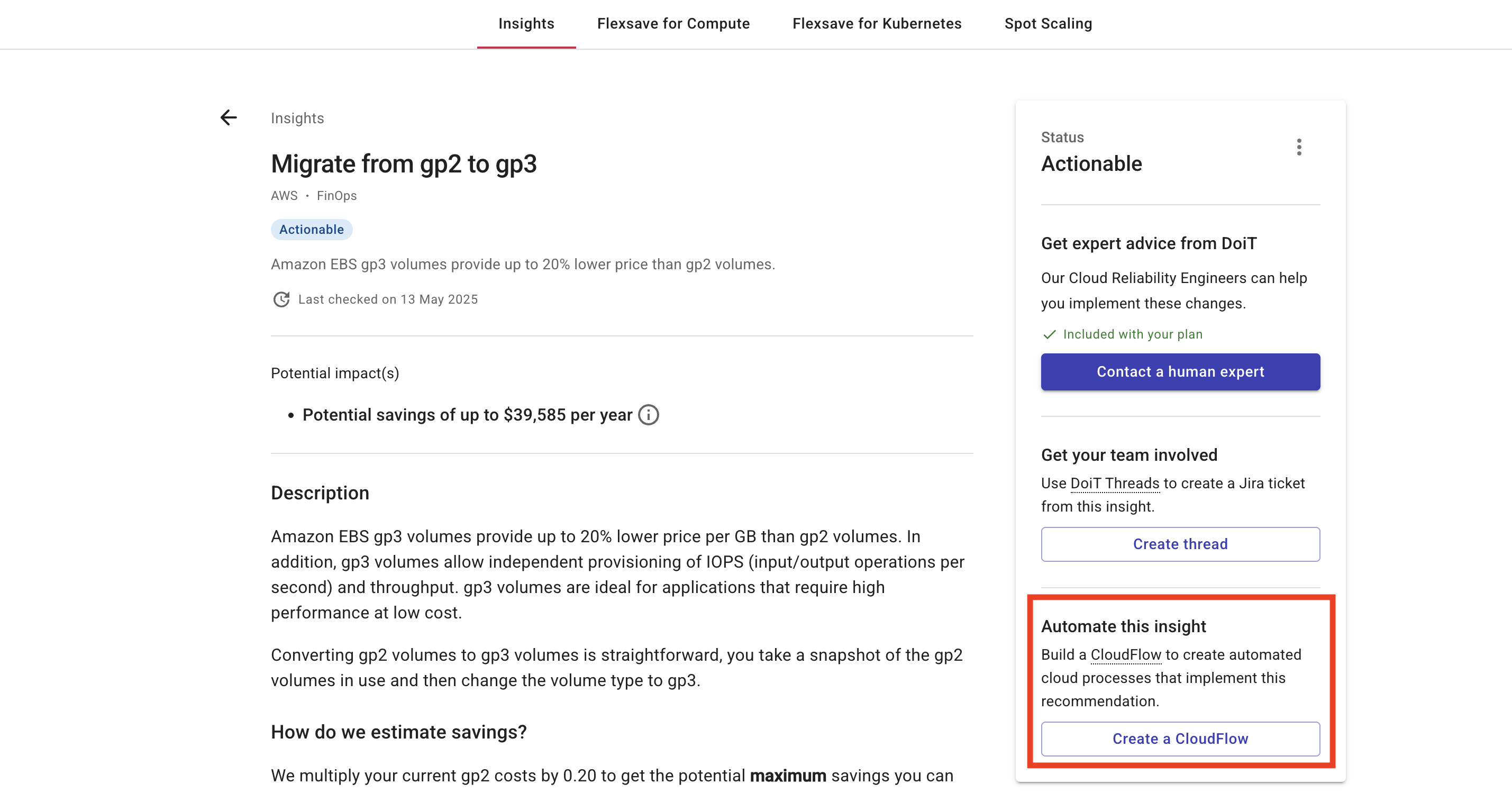 Insight configuration