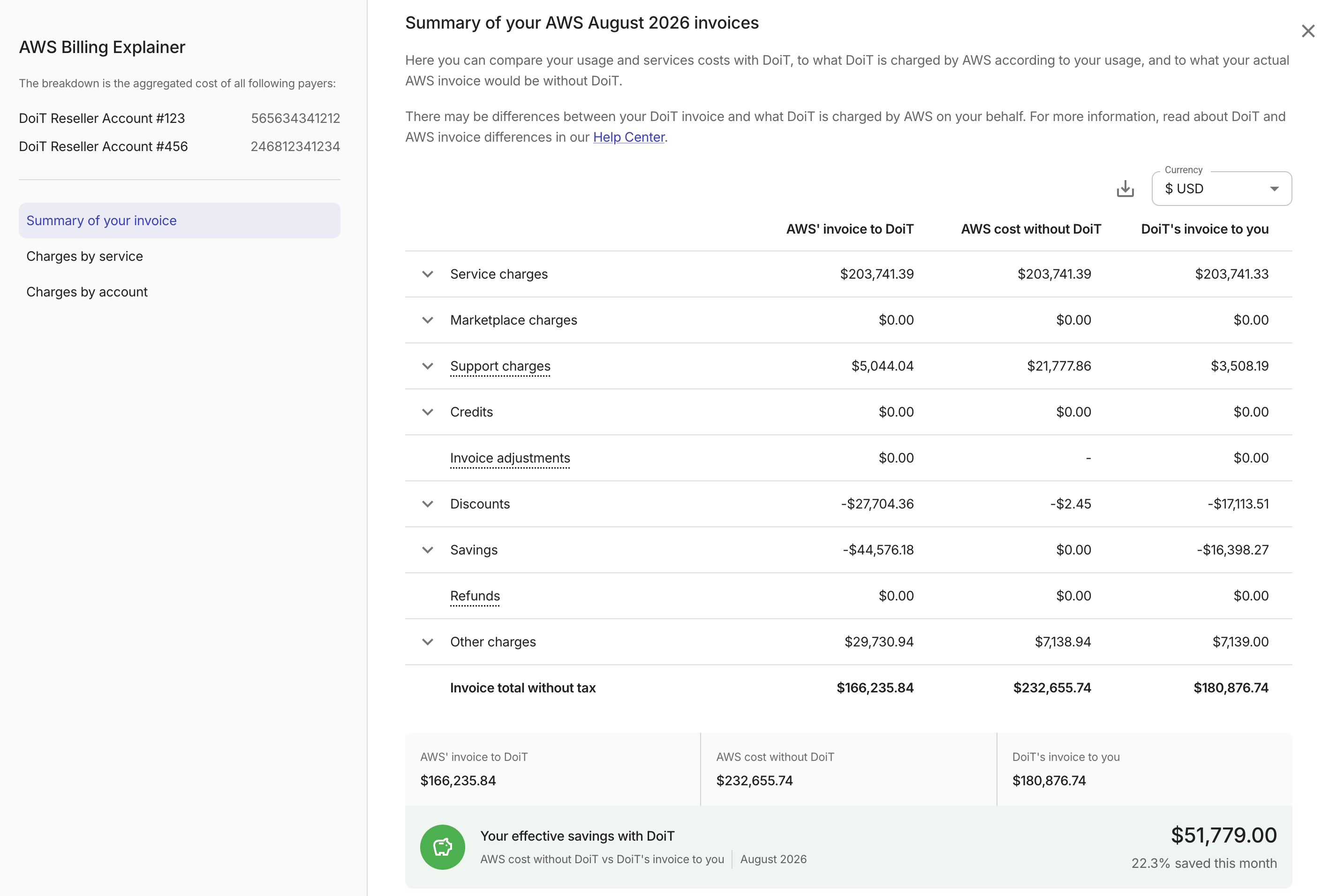 Invoice explainer summary