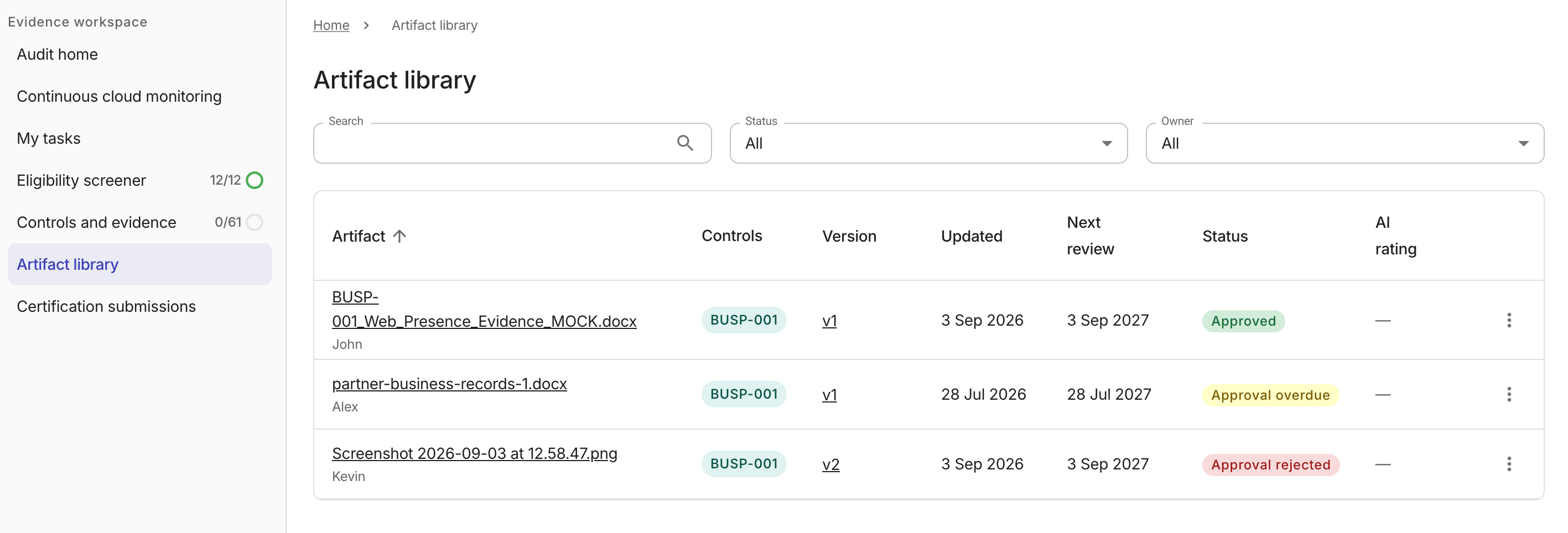 MSP Artifact library
