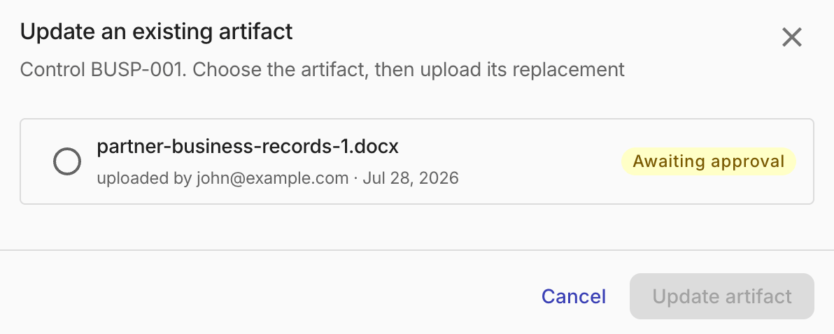MSP - Update an existing artifact