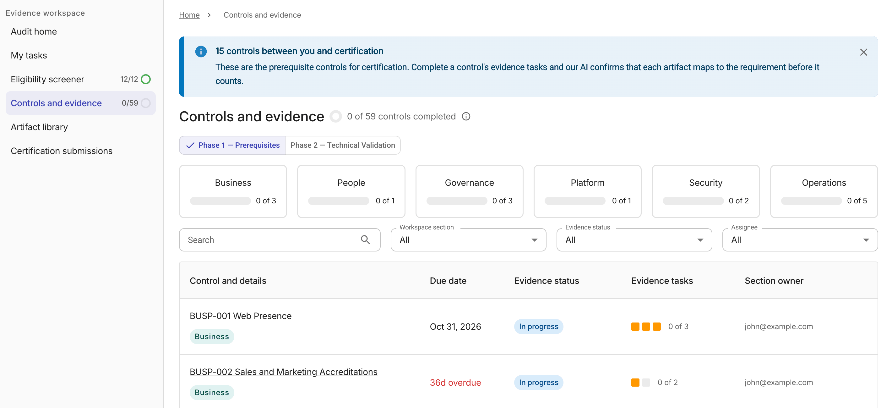MSP Control and evidence
