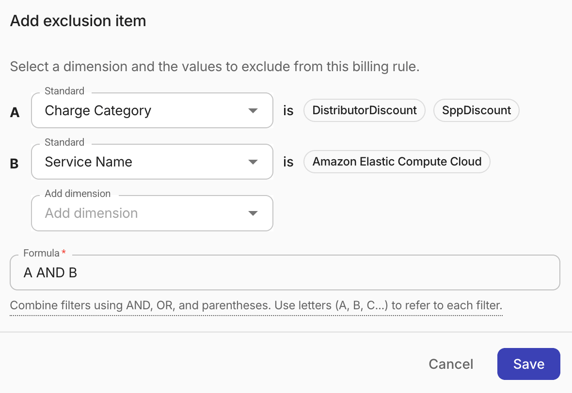 Billing rule - Two exclusion items
