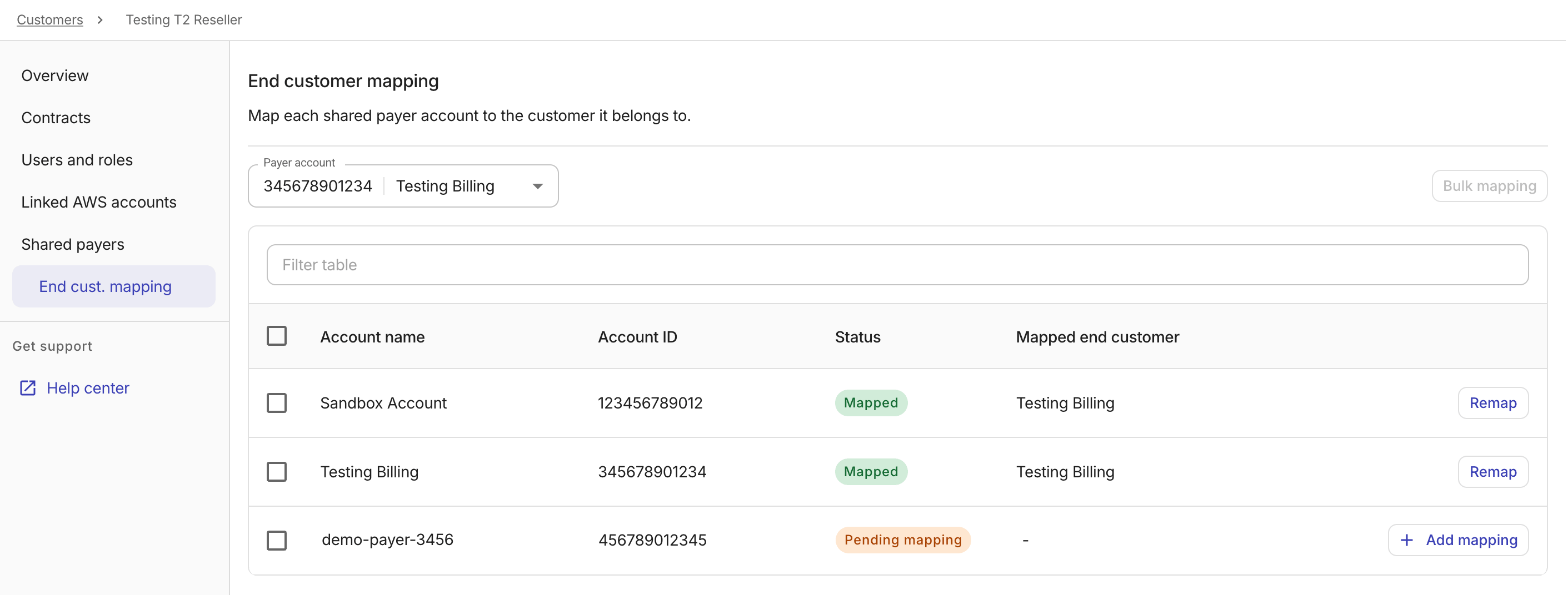 Customers - End cust. mapping