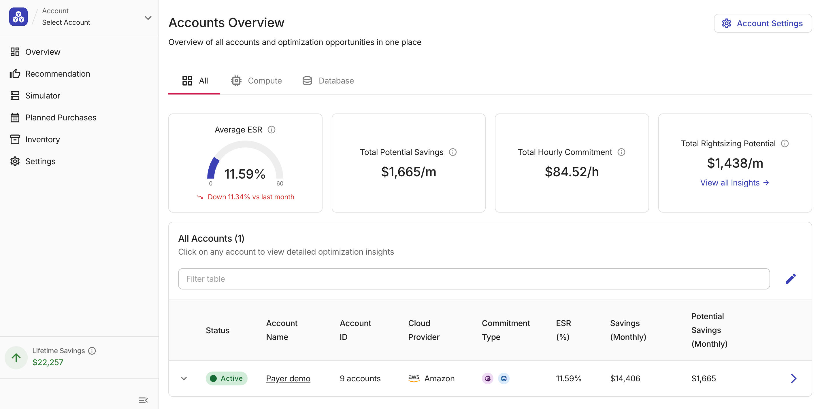 PerfectScale for Commitments - Accounts Overview