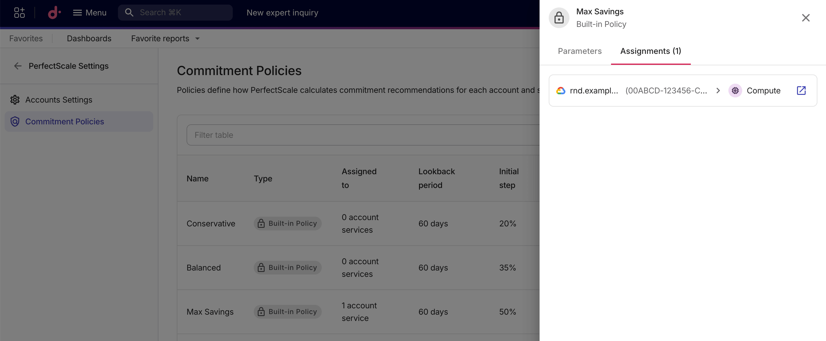 View policy assignments
