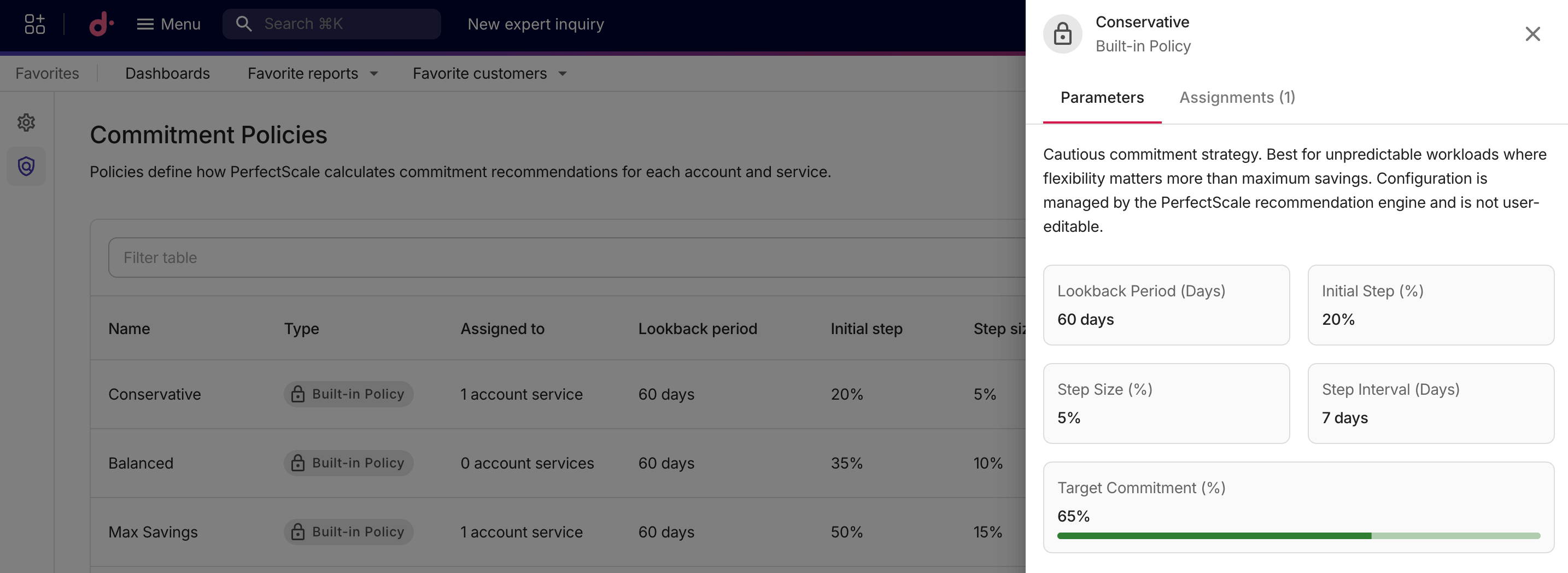 View a built-in policy