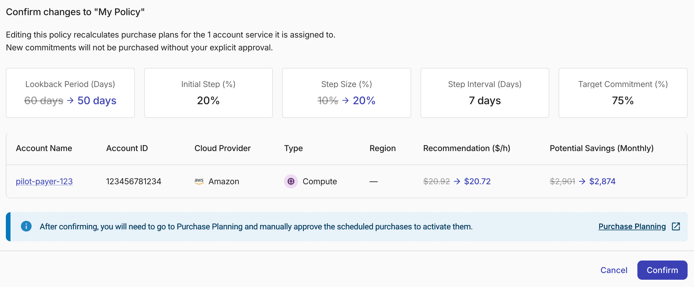 Update a custom policy