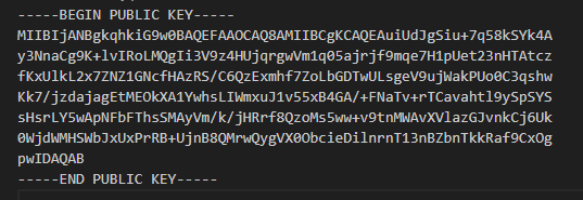 Example public key output