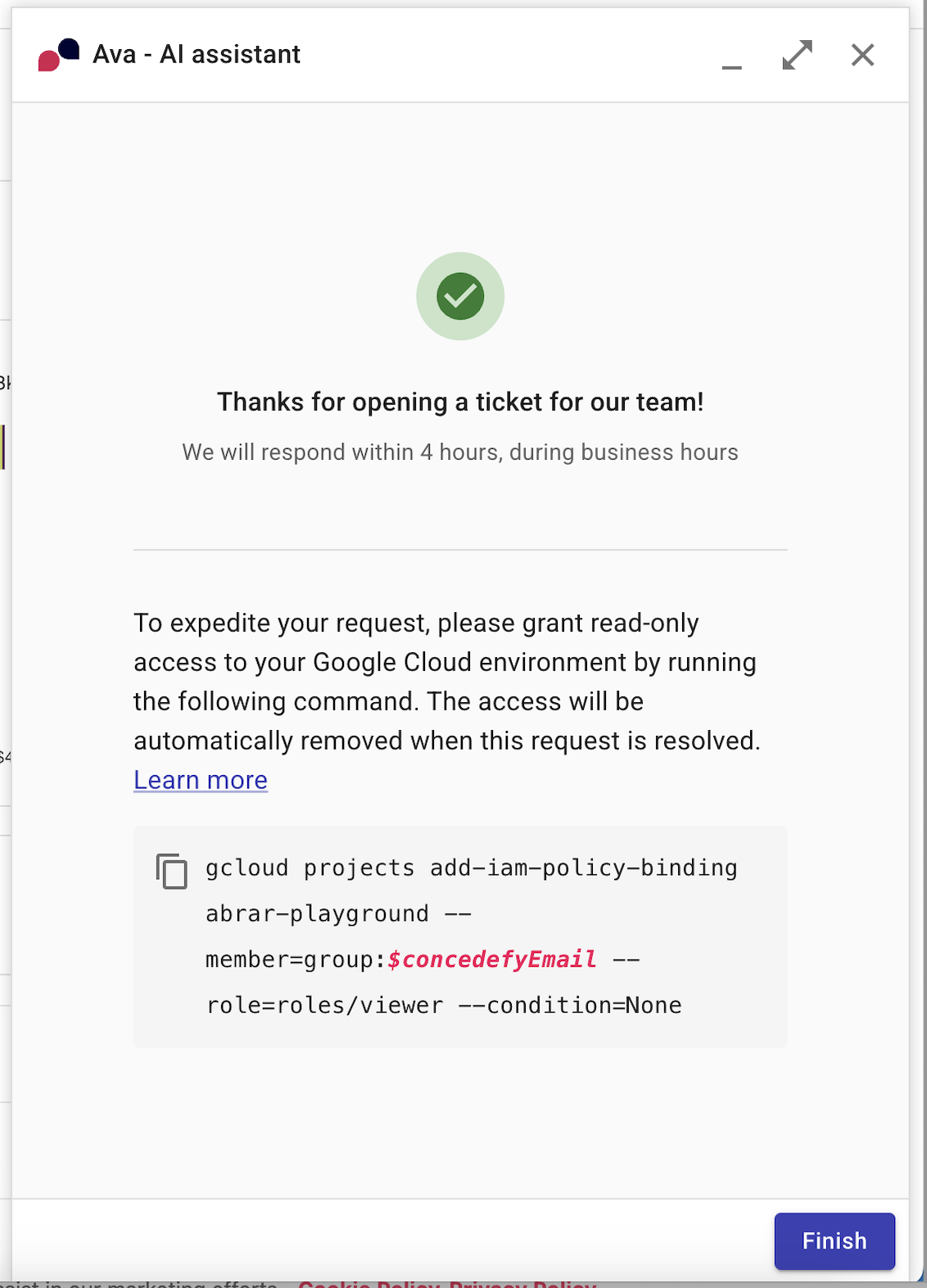 Grant temporary access to your GCP environment