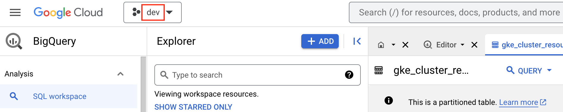 Google Cloud BigQuery billing project