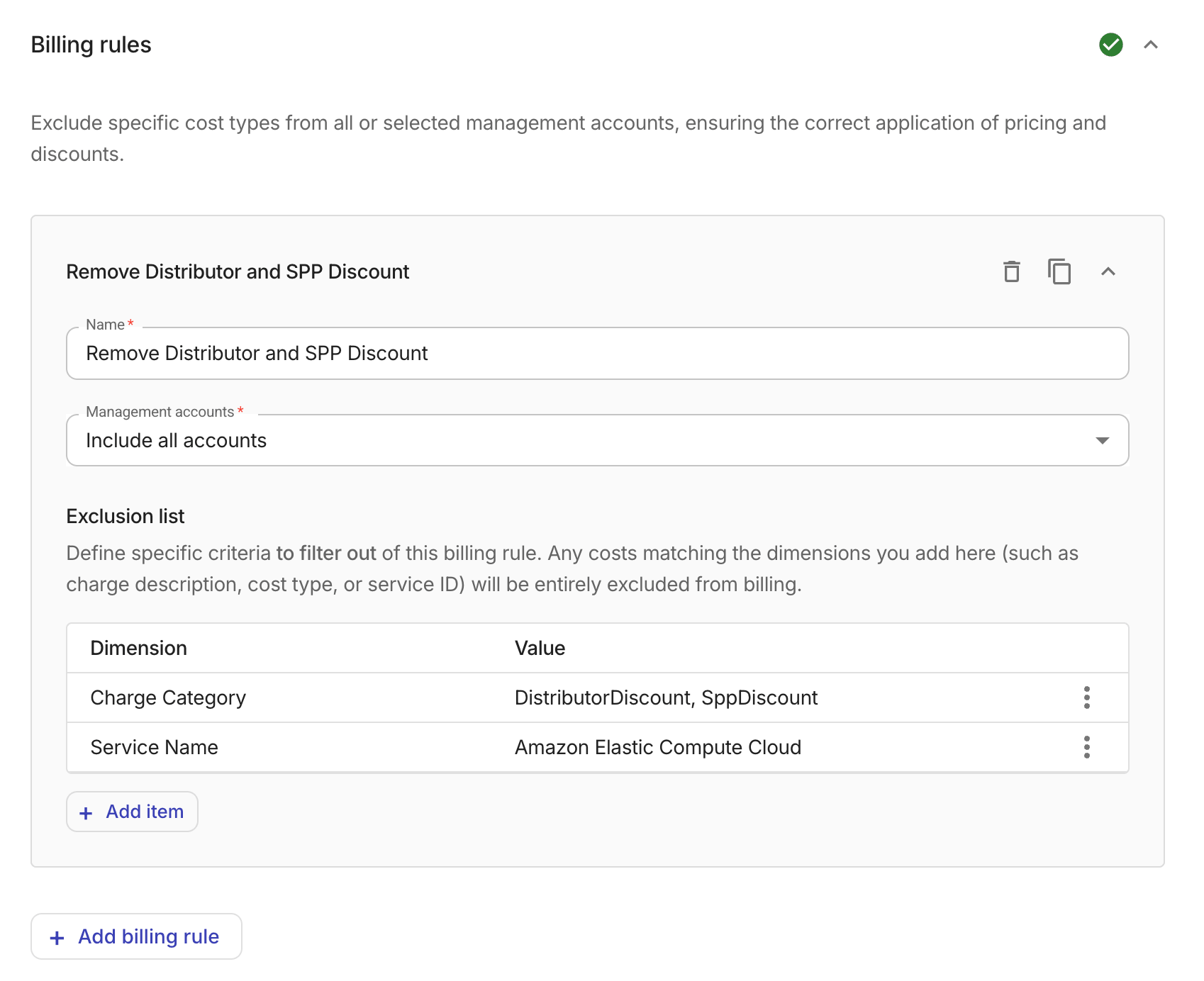 Contracts - Billing rules
